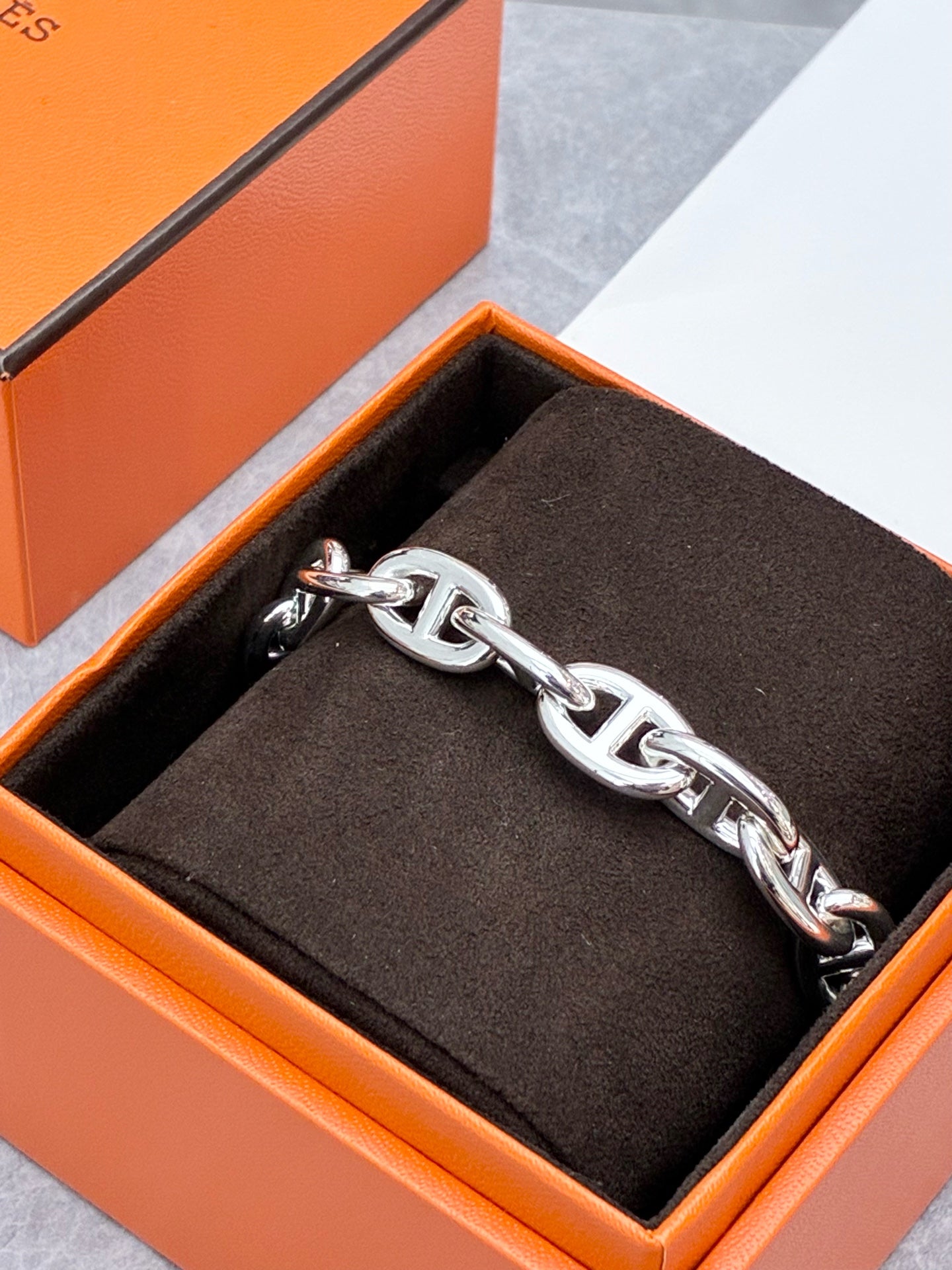 Hermès Chaine d'Ancre Bracelet – Sterling Silver, MM Size 15, Brand New