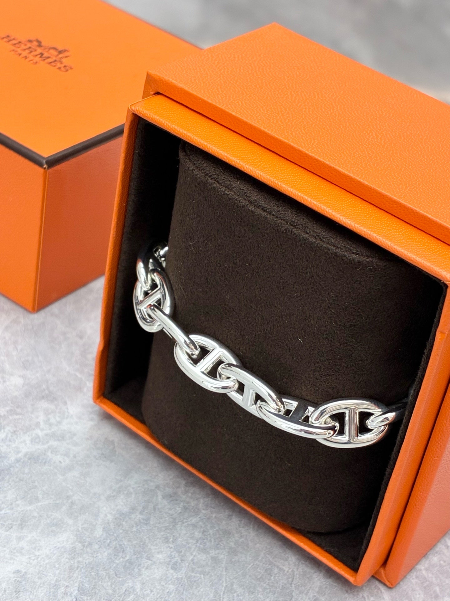 Hermès Chaine d'Ancre Bracelet – Sterling Silver, MM Size 15, Brand New