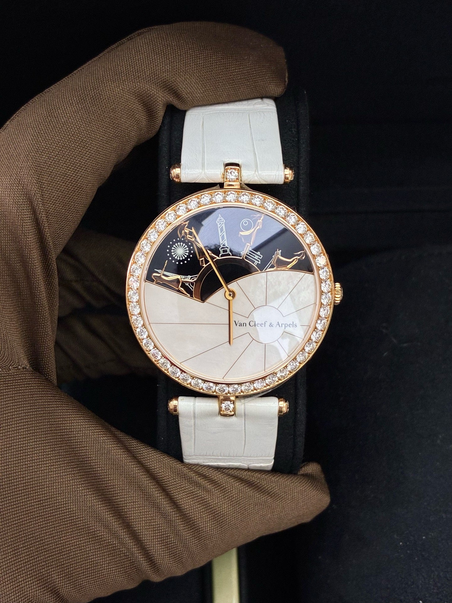 Van Cleef & Arpels Poetic Complications Watch – 18K Rose Gold, Diamond-Set, Pre-Owned