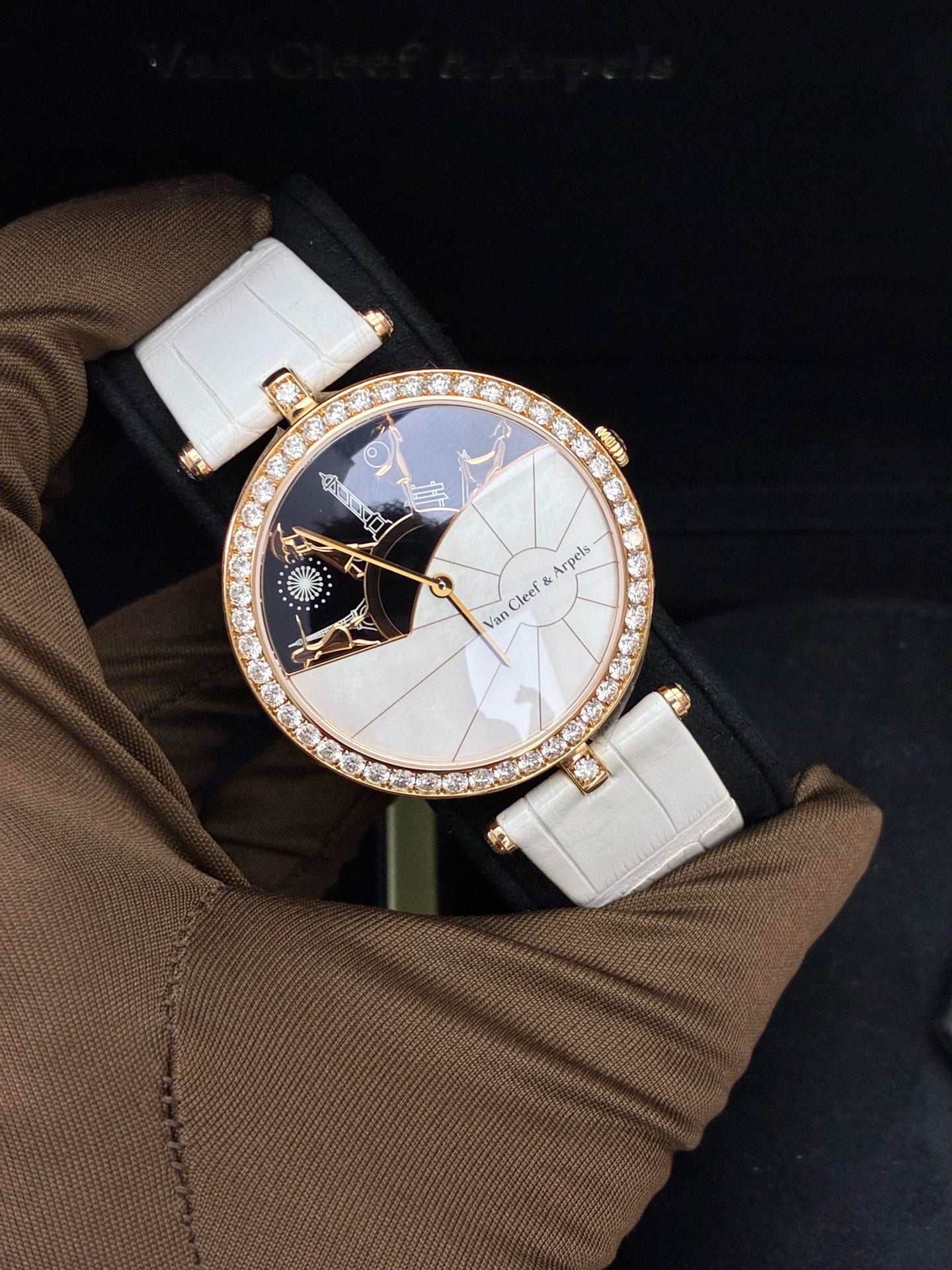 Van Cleef & Arpels Poetic Complications Watch – 18K Rose Gold, Diamond-Set, Pre-Owned