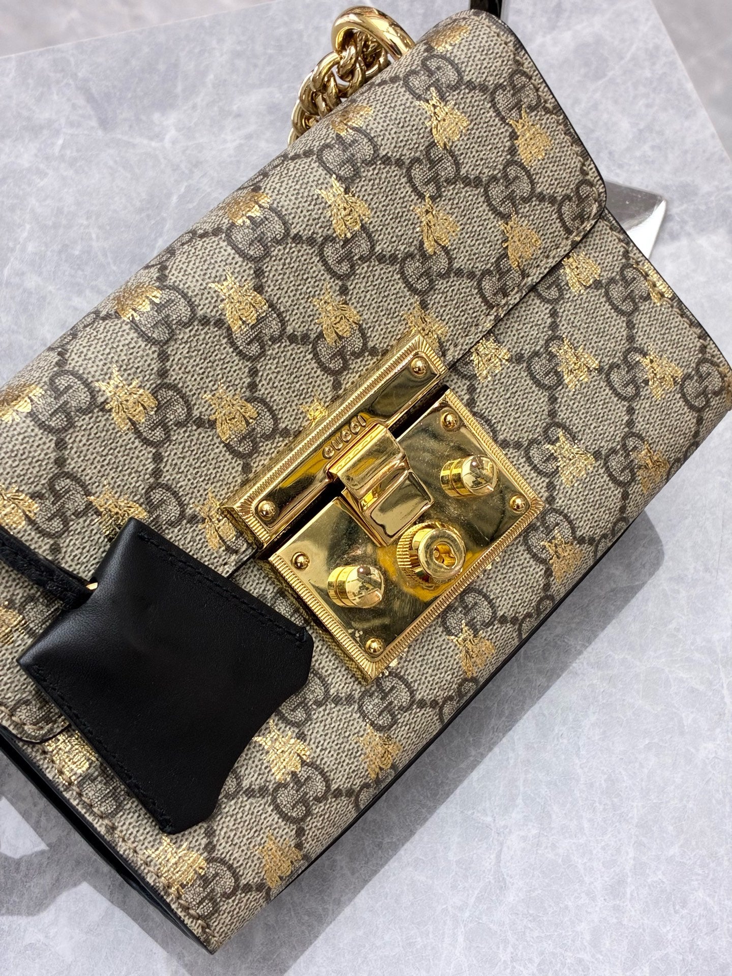 Gucci Padlock Shoulder Bag – Monogram Canvas, Gold Hardware, Pre-Owned