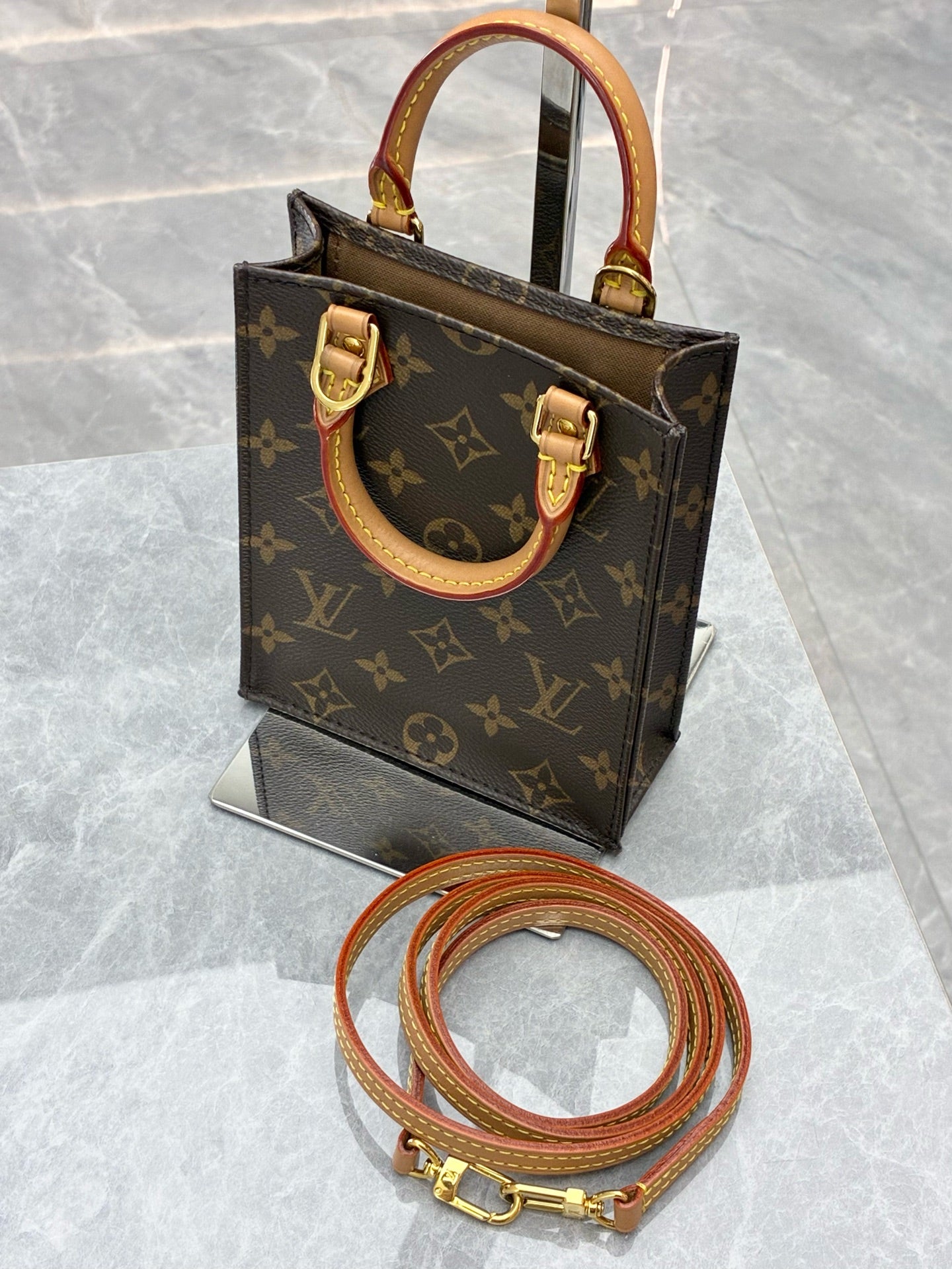 LOUIS VUITTON Petit Sac Plat – Monogram Canvas, Mini, Pre-Owned