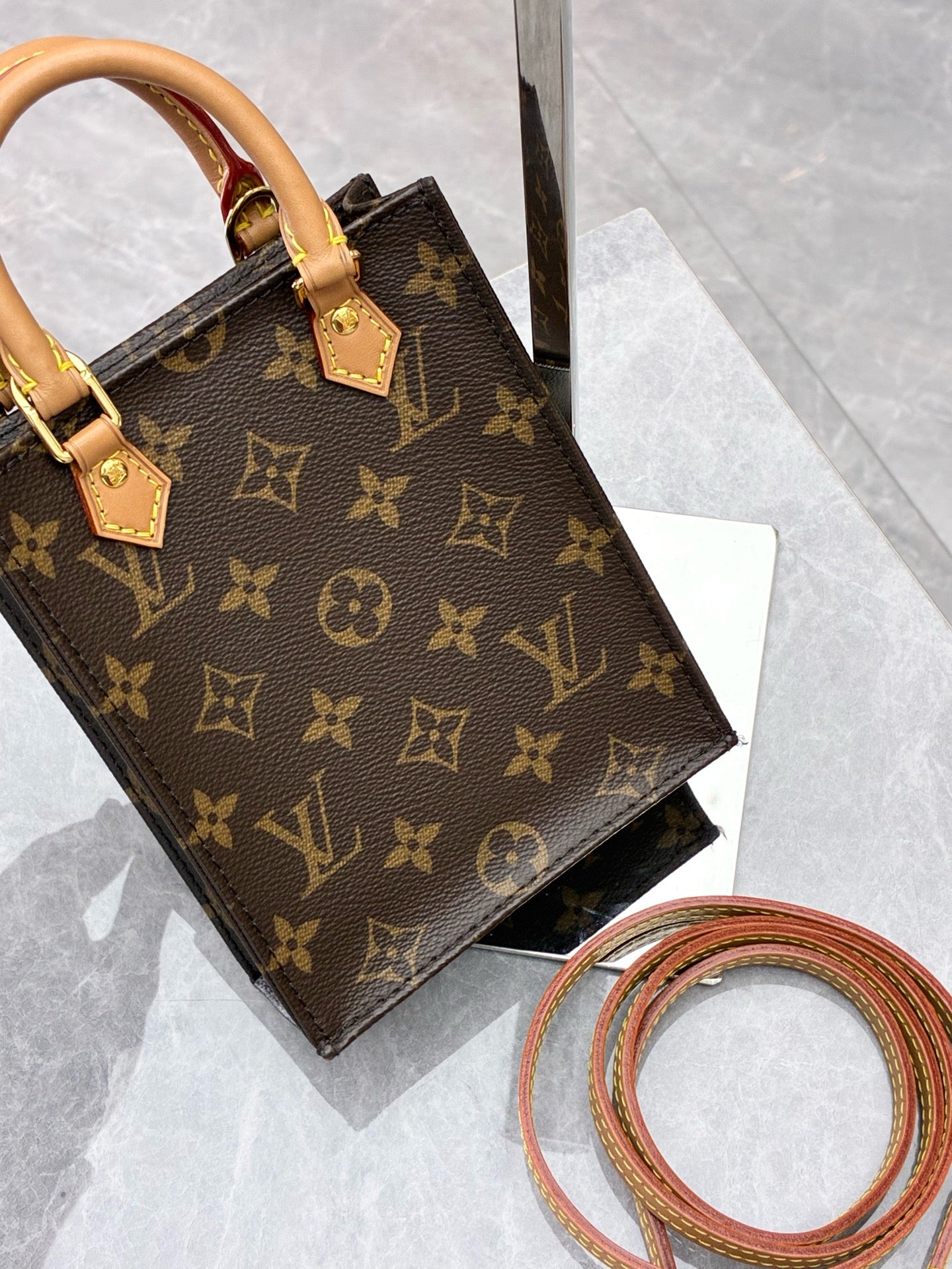 LOUIS VUITTON Petit Sac Plat – Monogram Canvas, Mini, Pre-Owned
