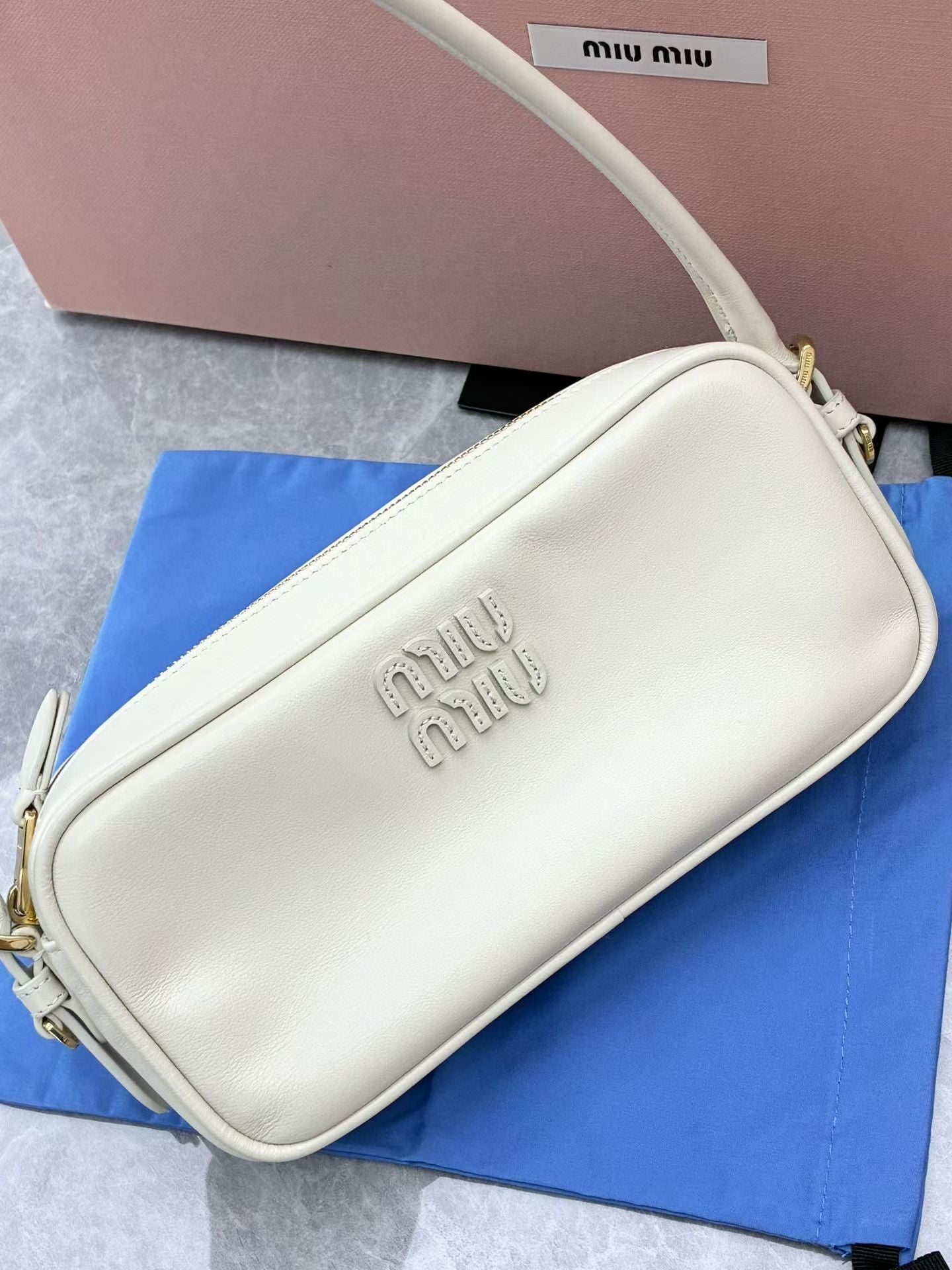 Miu Miu Mahjong Bag – White Small, Gold Hardware, Pre-Owned
