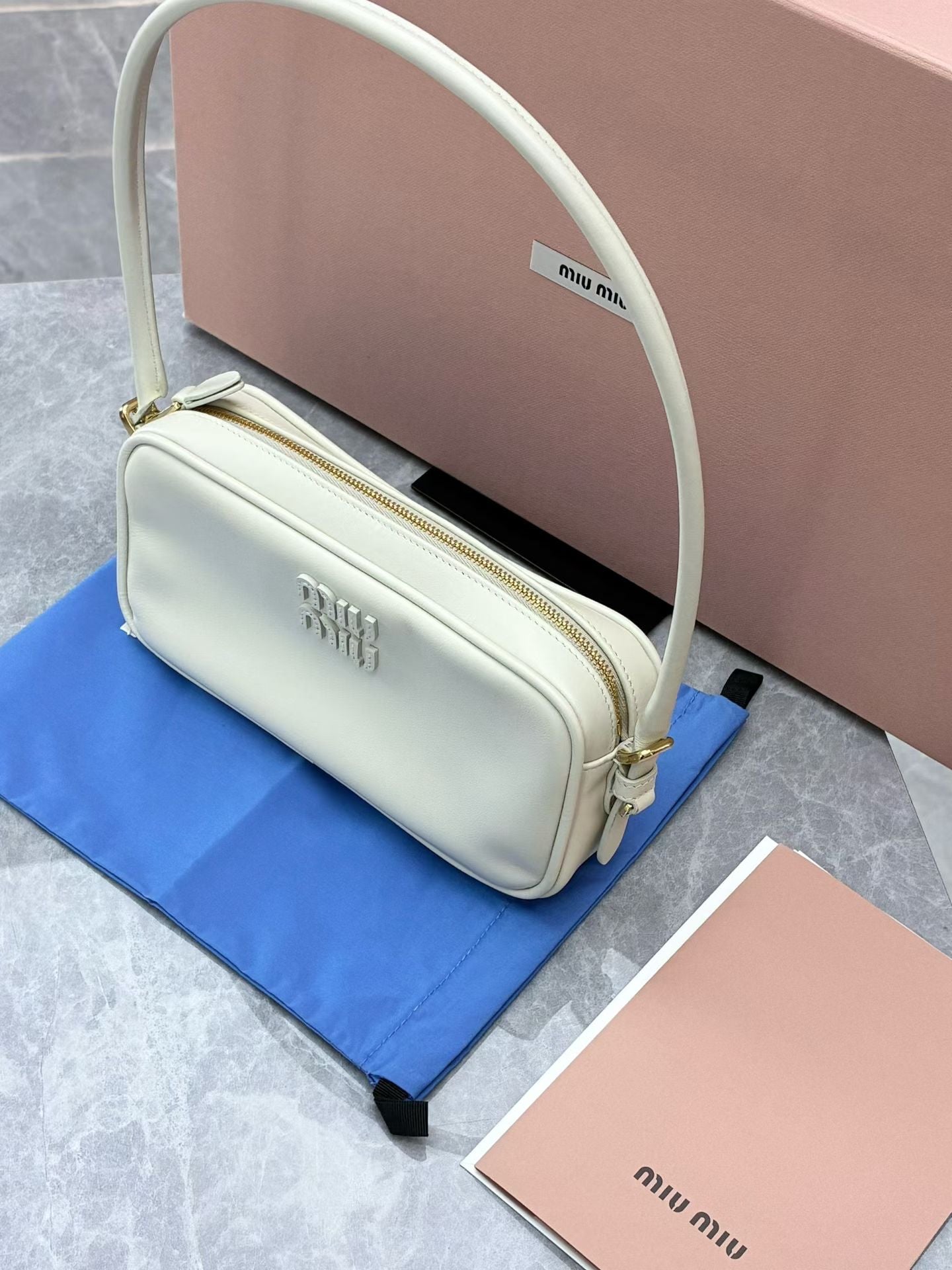 Miu Miu Mahjong Bag – White Small, Gold Hardware, Pre-Owned