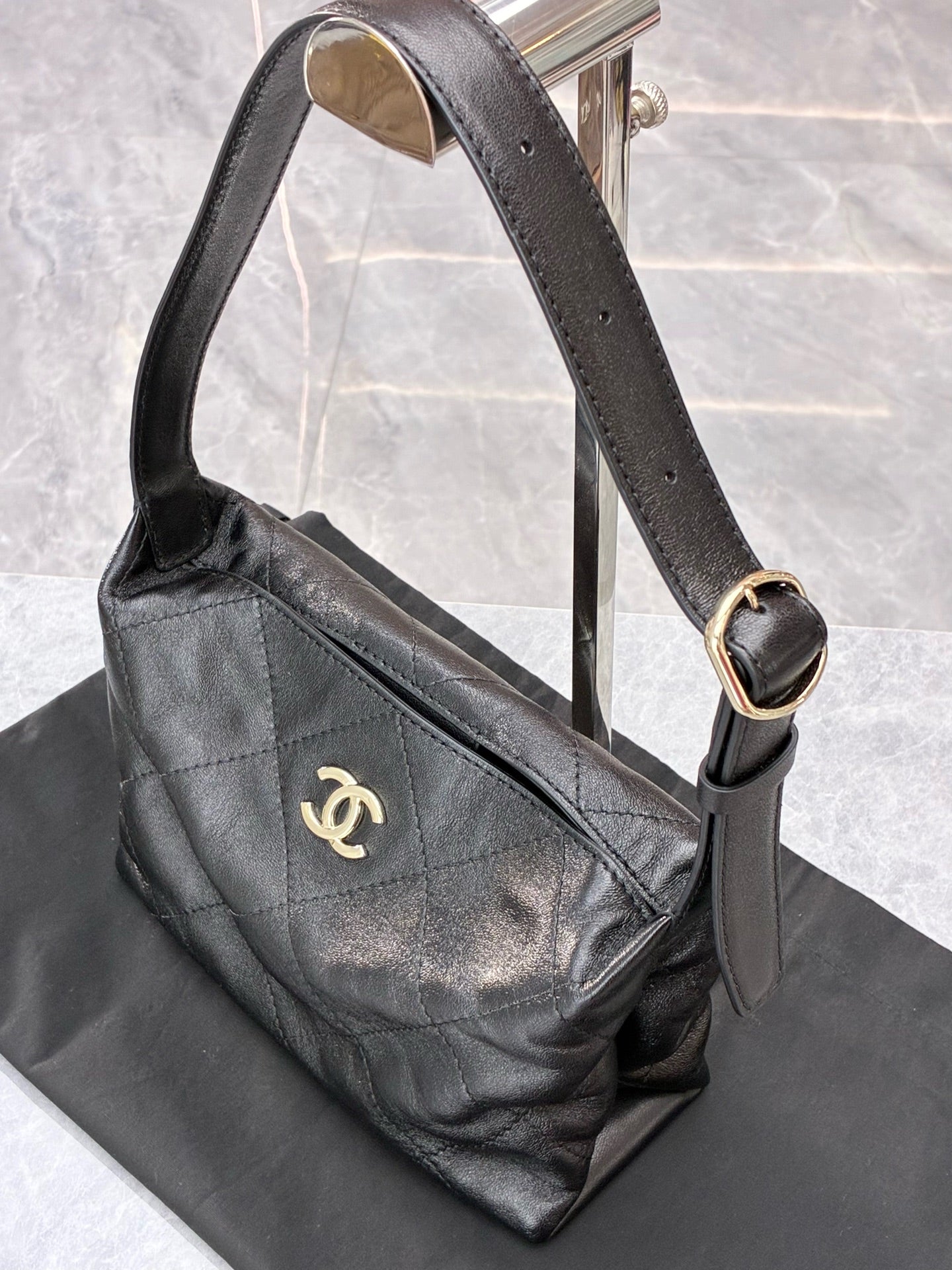 CHANEL Hobo Bag – Black Small, Gold Hardware, Brand New