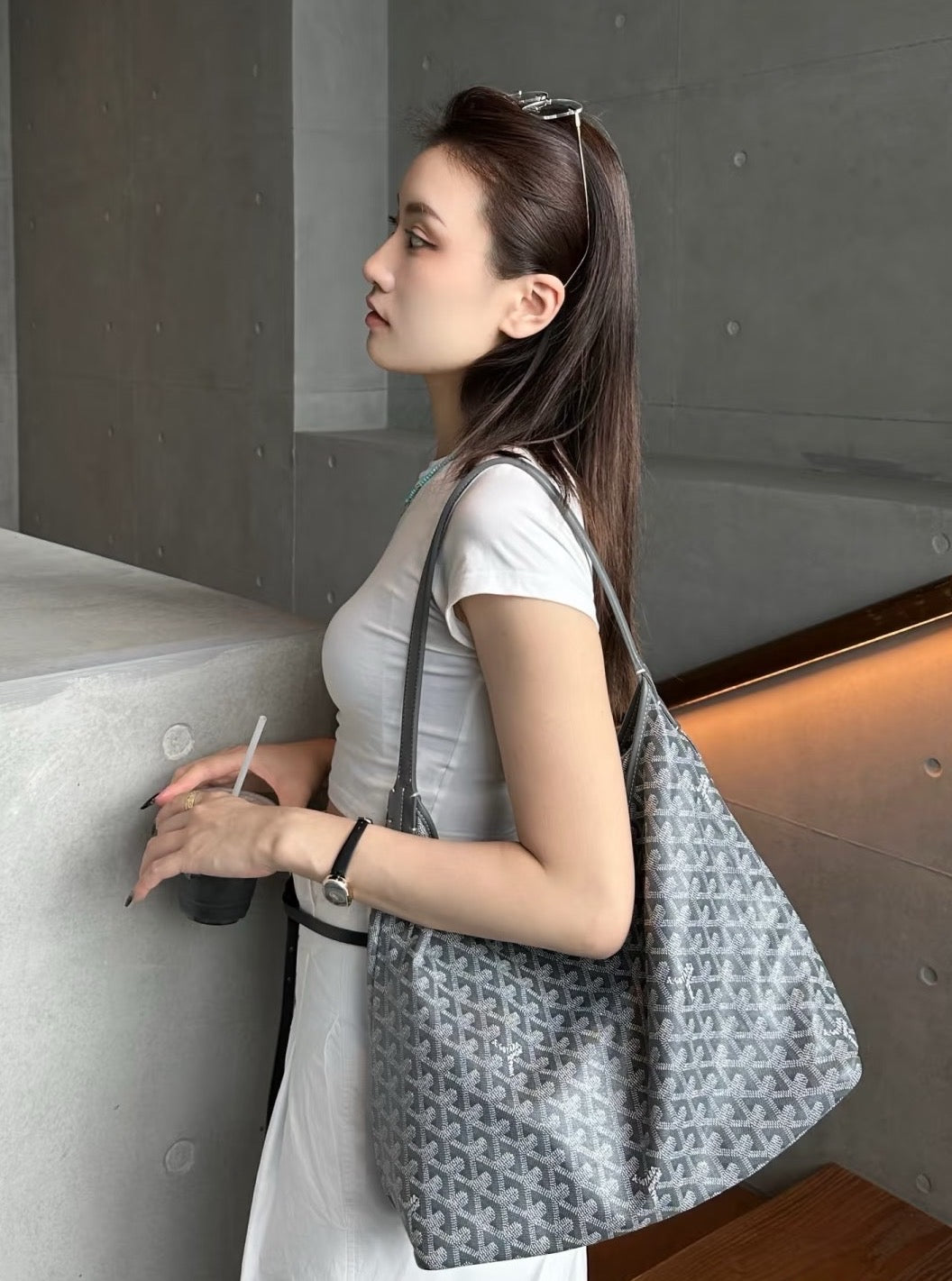 Goyard Hobo Tote – Grey Goyardine Canvas, Brand New