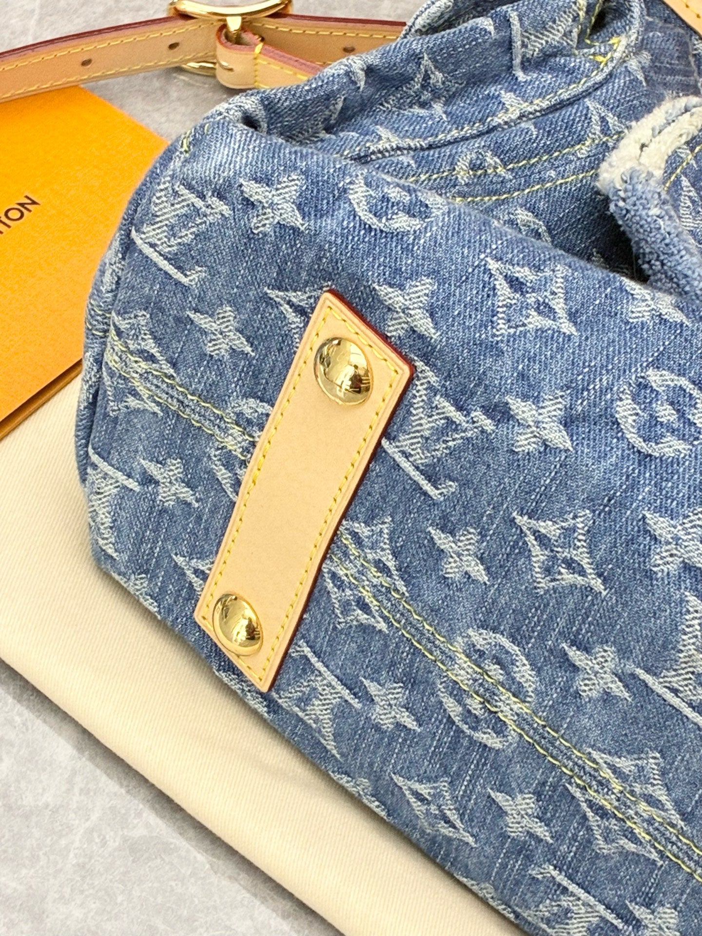 LOUIS VUITTON Carryall Cargo (Small) – Denim Monogram Jacquard, Gold Hardware, Excellent Pre-Owned