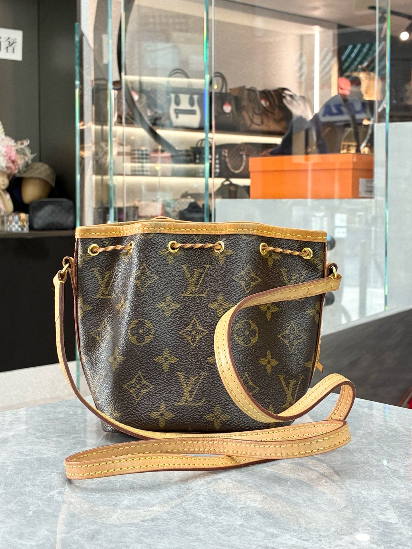 LOUIS VUITTON Nano Noé – Monogram Canvas, Drawstring Bucket Bag, Pre-Owned