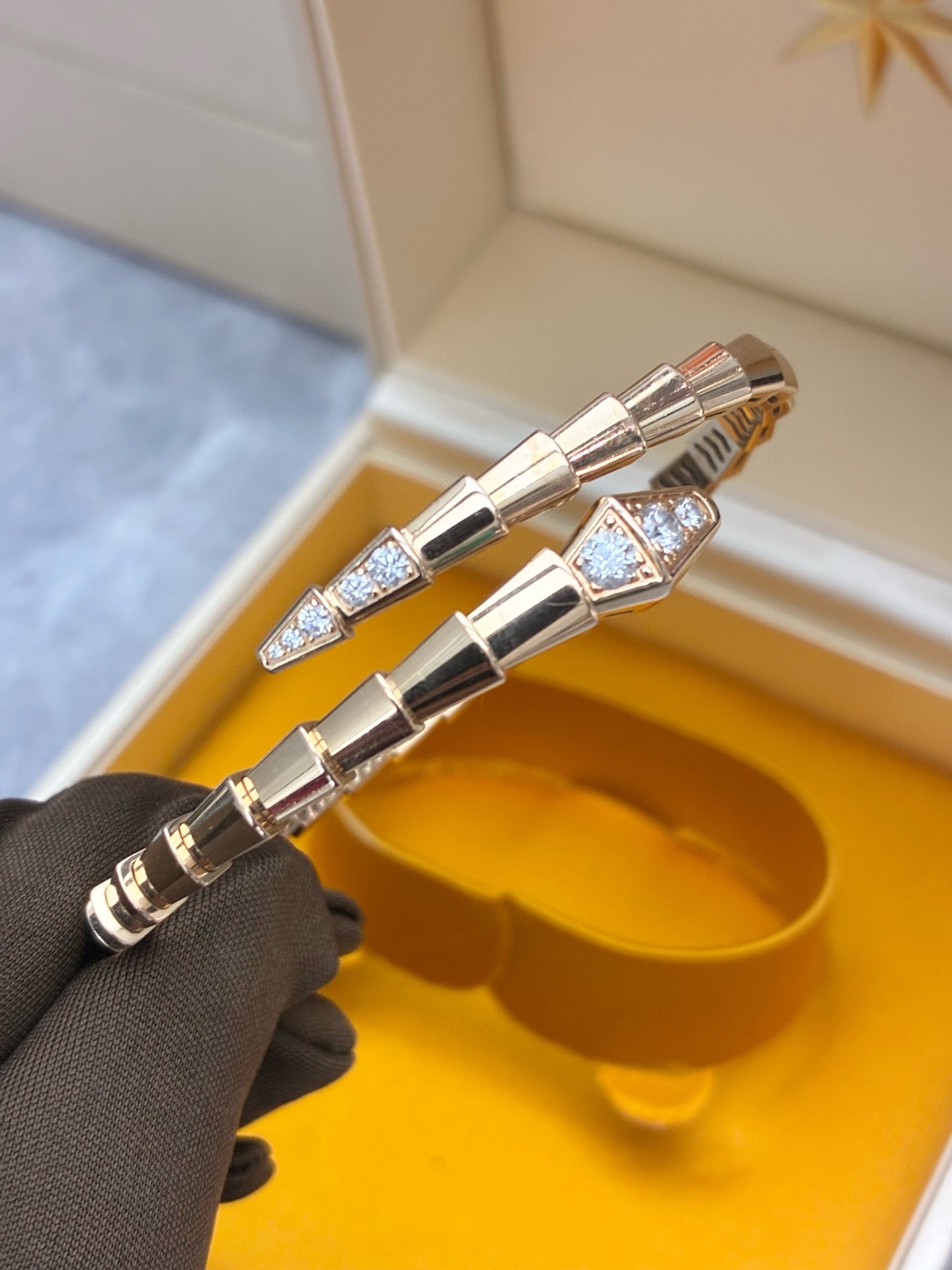 BVLGARI Serpenti Viper Bracelet – 18K Rose Gold & Diamonds, Reference BR859759, Size 16, Excellent Pre-Owned