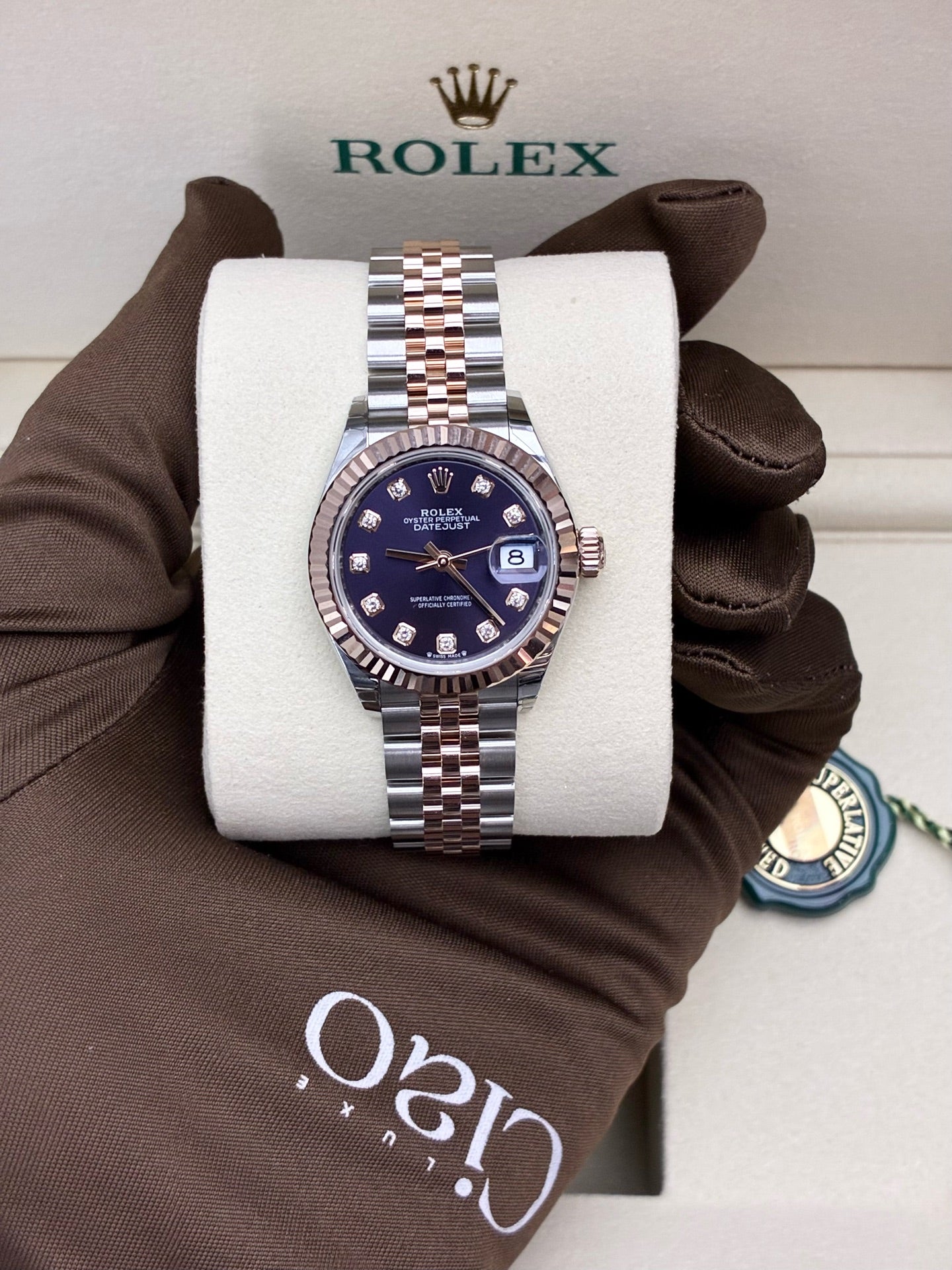 ROLEX Lady-Datejust 31 – Everose Rolesor, Purple Diamond Dial, Reference M279171-0015, Brand New