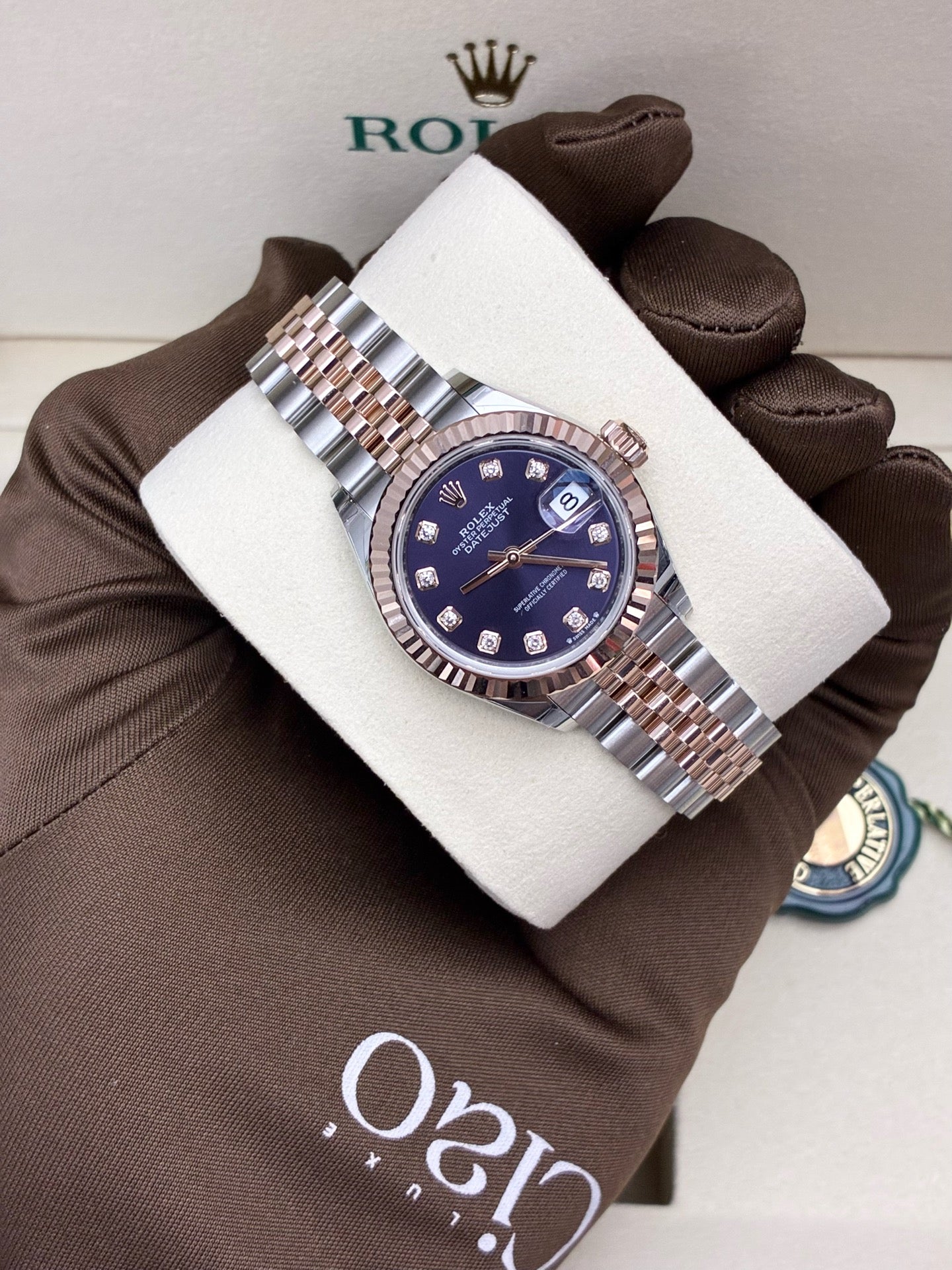 ROLEX Lady-Datejust 31 – Everose Rolesor, Purple Diamond Dial, Reference M279171-0015, Brand New