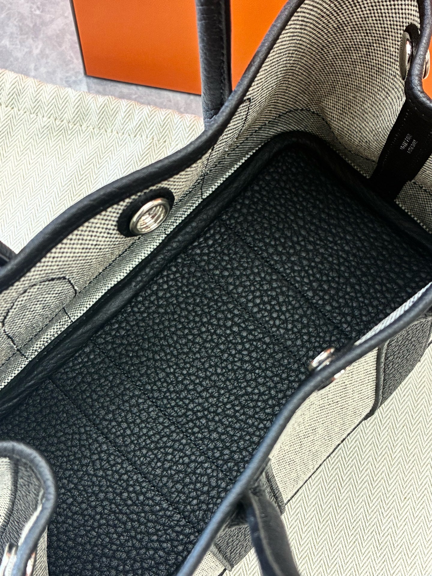 HERMÈS Garden Party Mini – Panda Black & White Canvas & Leather, Palladium Hardware, G Stamp, Brand New