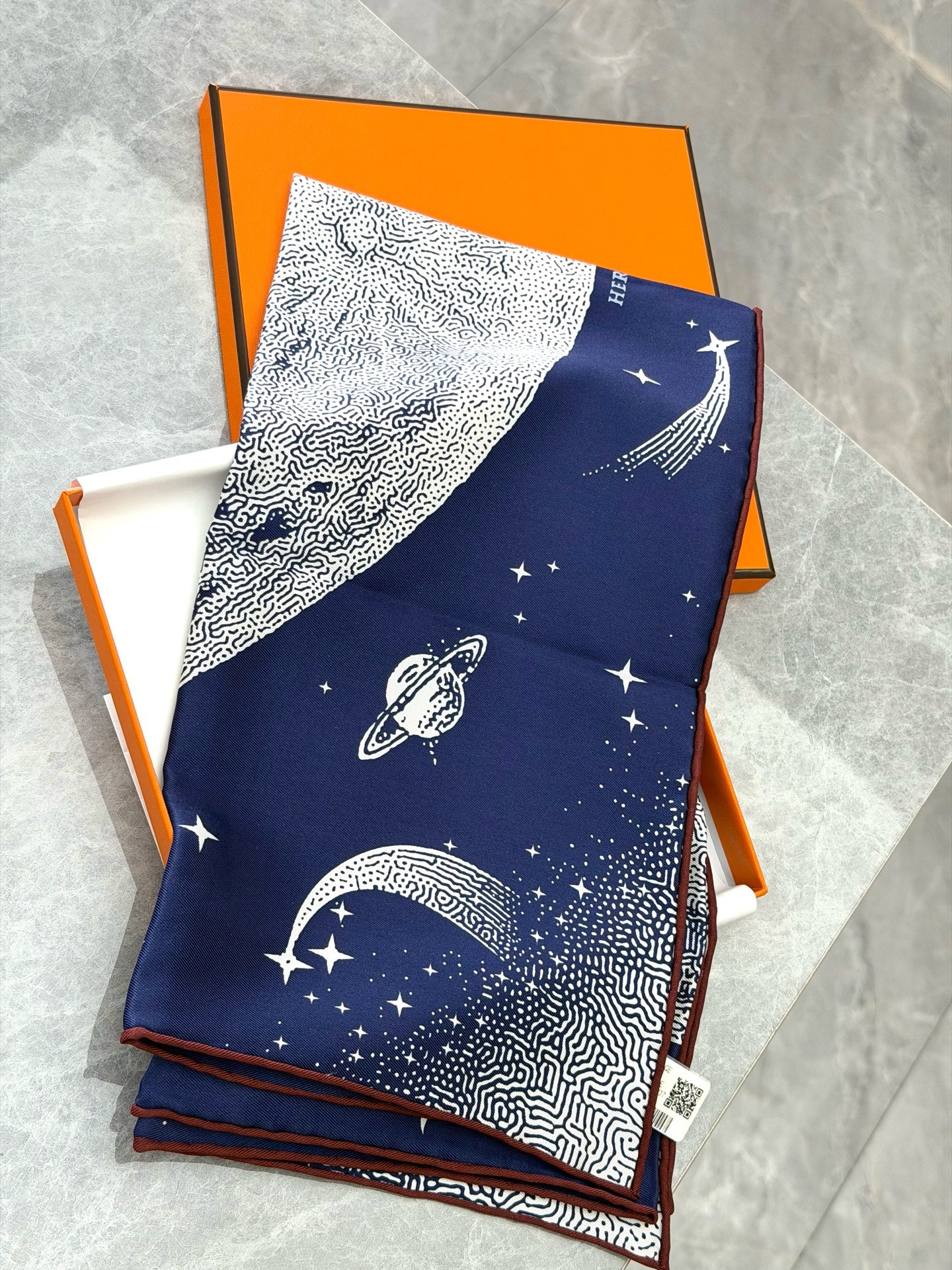 HERMÈS Carré 70 Silk Twill Scarf – Clair de Lune Pegasus, Blue, 70 × 70 cm, Brand New