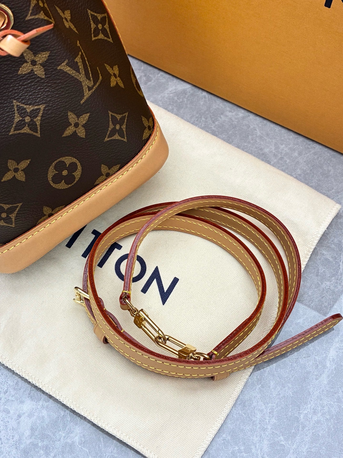 LOUIS VUITTON Nano Noé – Monogram Canvas, Drawstring Bucket Bag, Excellent Pre-Owned