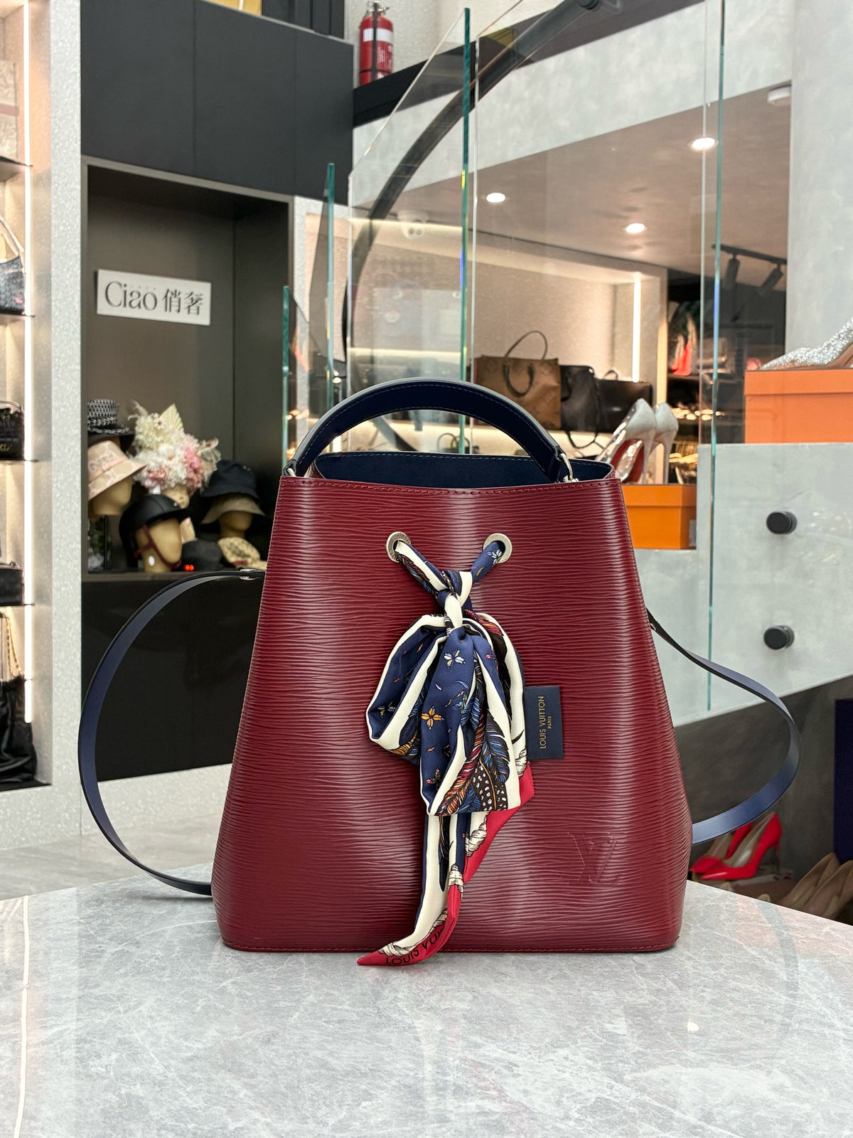 LOUIS VUITTON Noé Bucket Bag – Epi Leather in Rouge Fauviste, Gold Hardware, Good Pre-Owned