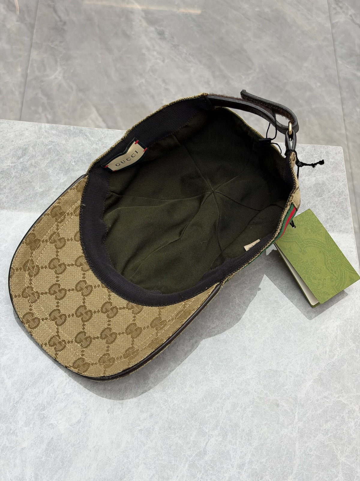 GUCCI GG Supreme Baseball Cap – Beige Monogram Canvas with Web Stripe, Size S (57cm), With Tags, Brand New