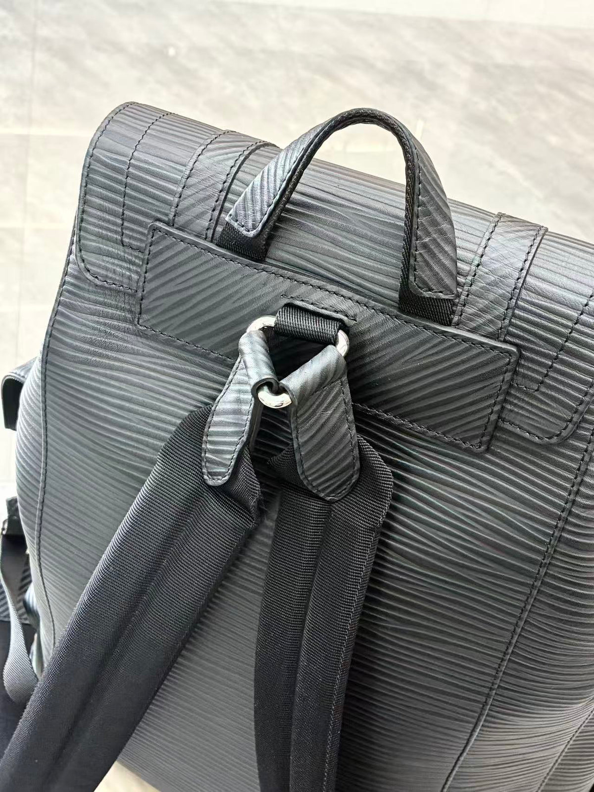 LOUIS VUITTON Christopher MM – Black Epi Leather Backpack, Microchip Era, Good Pre-Owned