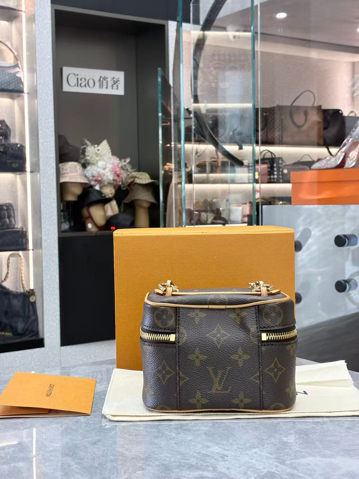 LOUIS VUITTON Nice Nano – Monogram Canvas Toiletry Pouch, Gold Hardware, Brand New