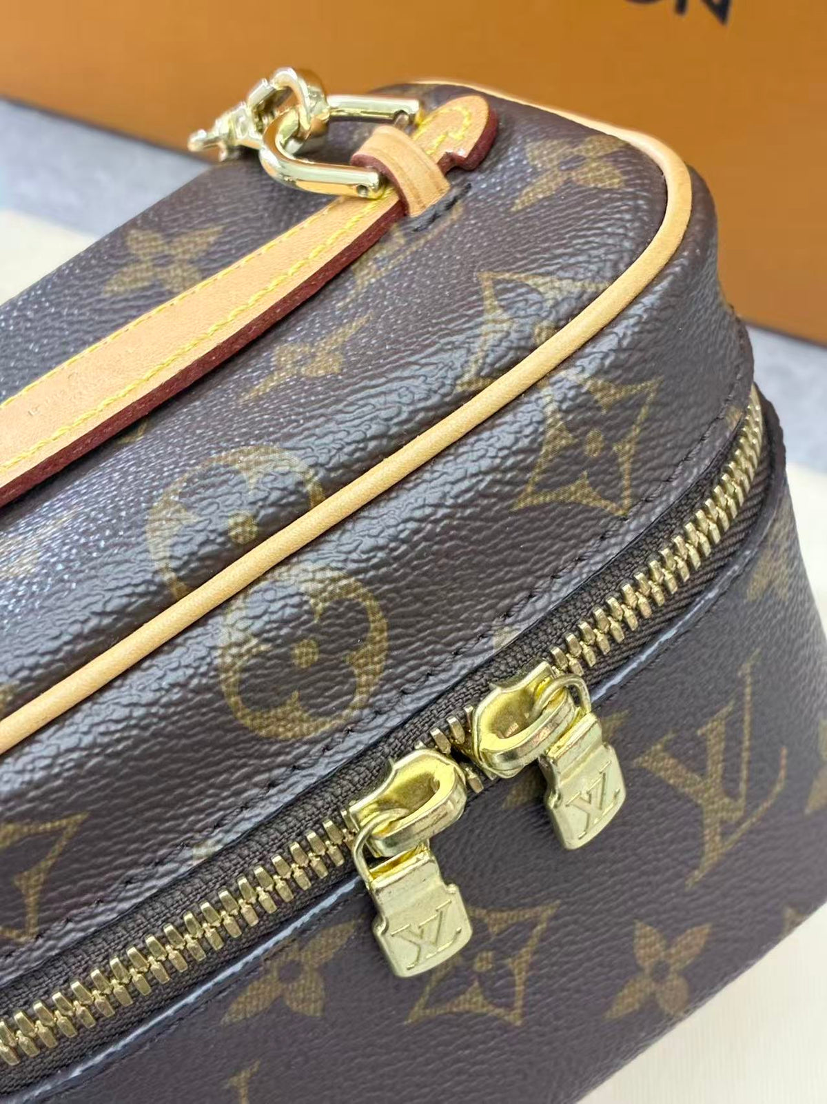 LOUIS VUITTON Nice Nano – Monogram Canvas Toiletry Pouch, Gold Hardware, Brand New