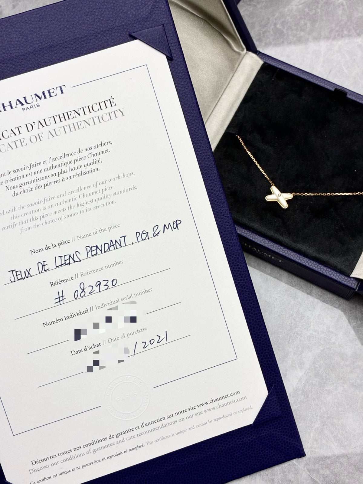 CHAUMET Jeux de Liens Necklace – Rose Gold with White Mother-of-Pearl, 2021, Good Pre-Owned