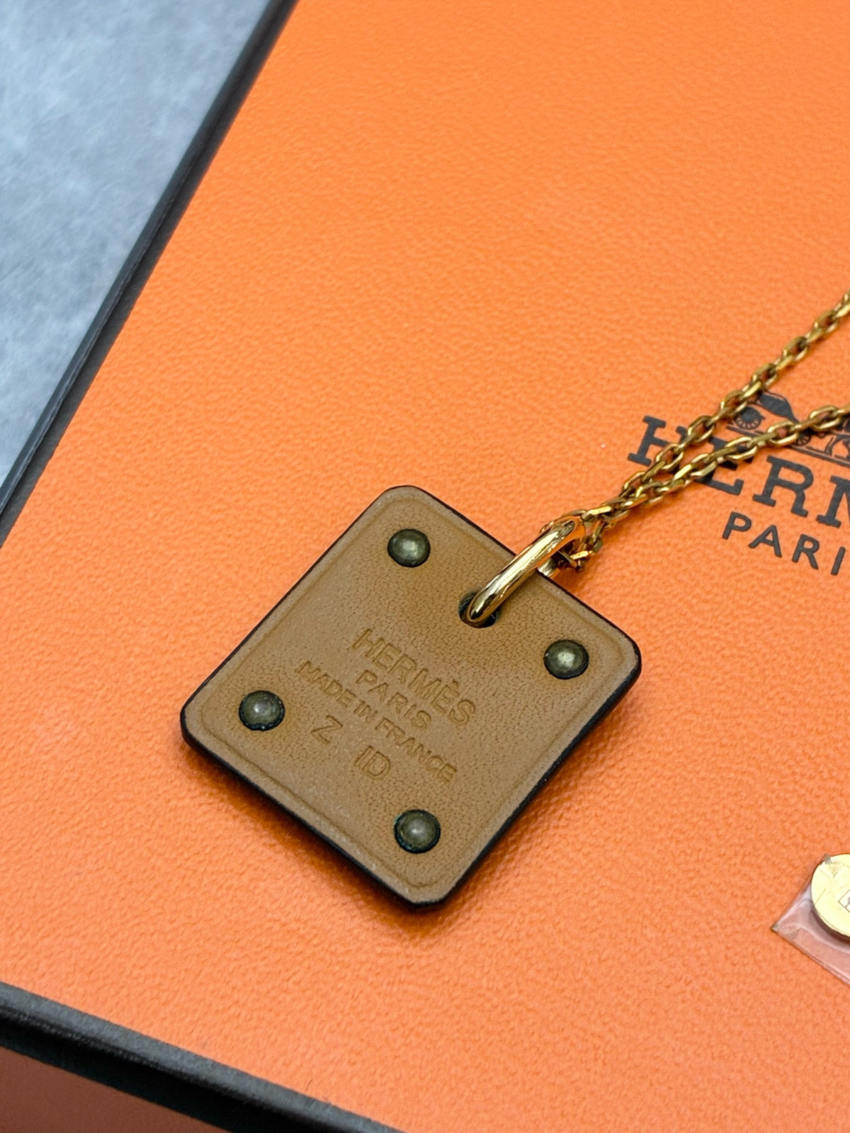 HERMÈS As de Coeur Necklace – Rose Gold Heart Pendant on Gold-Brown Leather Cord