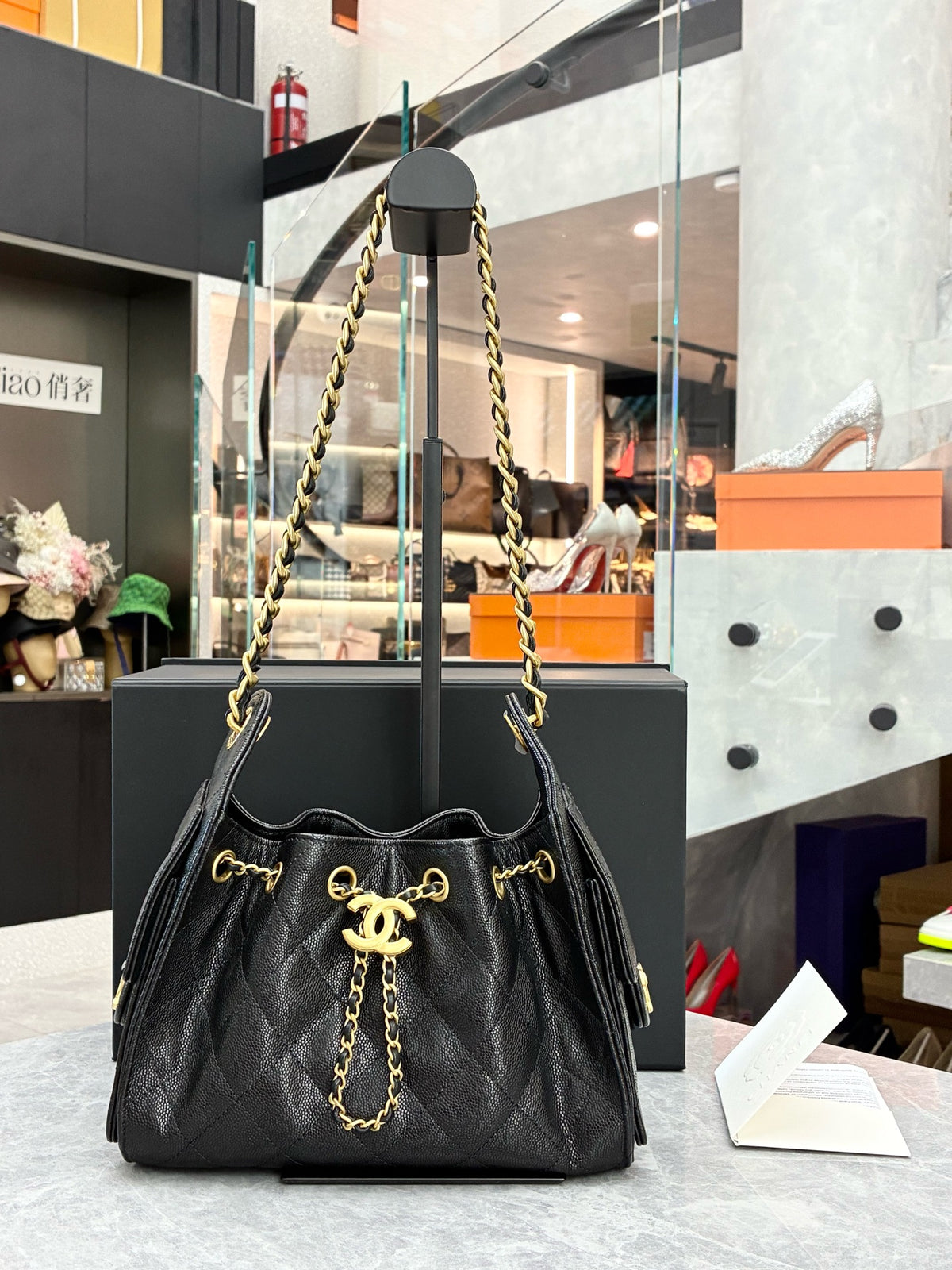 CHANEL 25 Bag Mini – Black Caviar Leather, Gold Hardware, Microchip Era, Excellent Pre-Owned