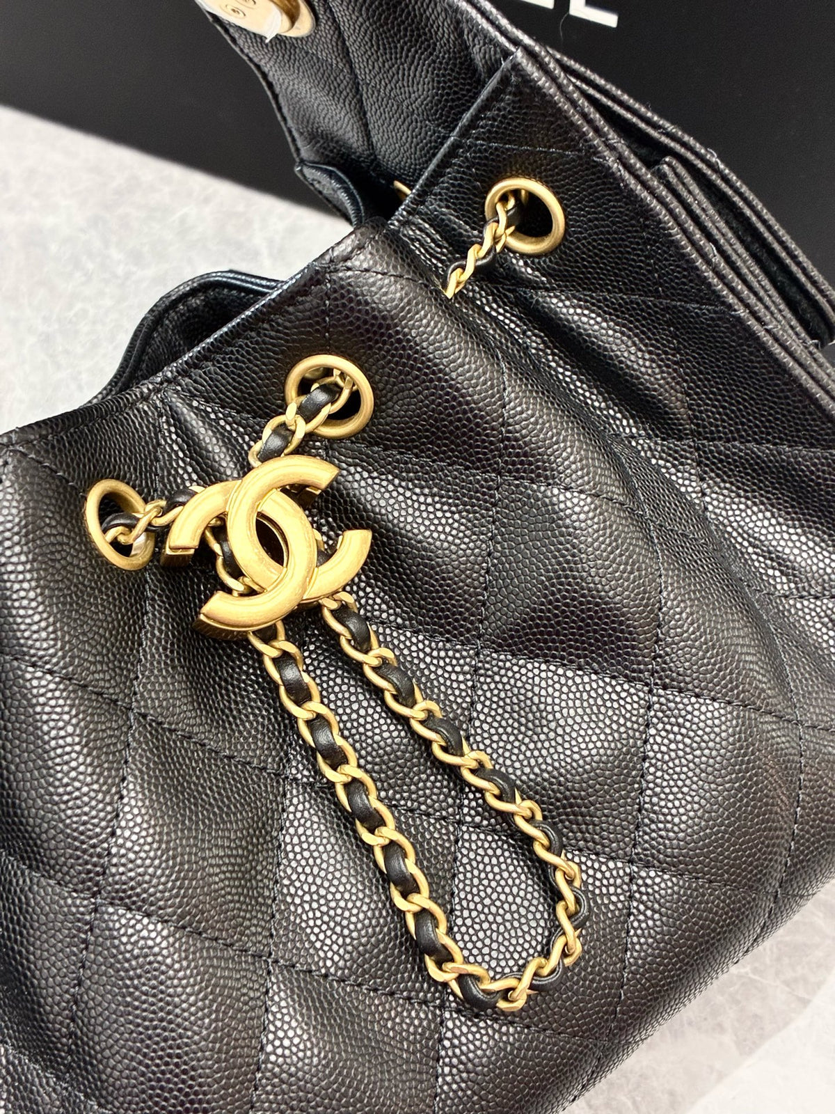 CHANEL 25 Bag Mini – Black Caviar Leather, Gold Hardware, Microchip Era, Excellent Pre-Owned