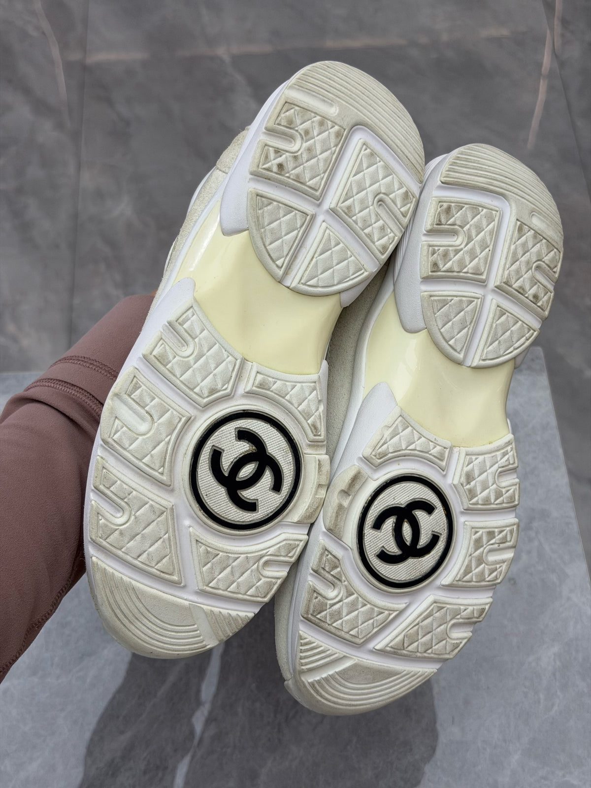 CHANEL CC Sneakers – White Calfskin and Suede, Size 36, Good Pre-Owned