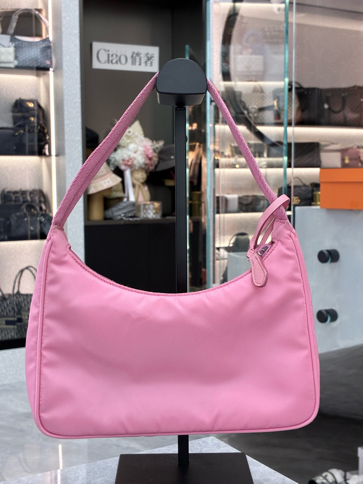 PRADA Hobo 2005 – Pink Re-Nylon with Matching Parachute Strap, Good Pre-Owned