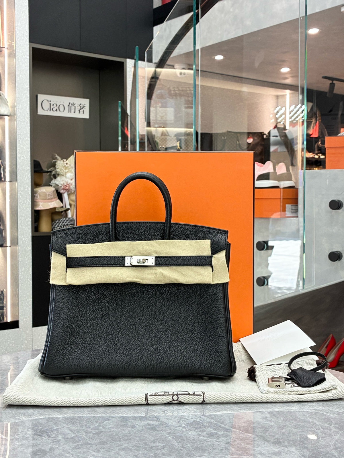 HERMÈS Birkin 25 – Black Togo Leather with Palladium Hardware, G Stamp, Brand New