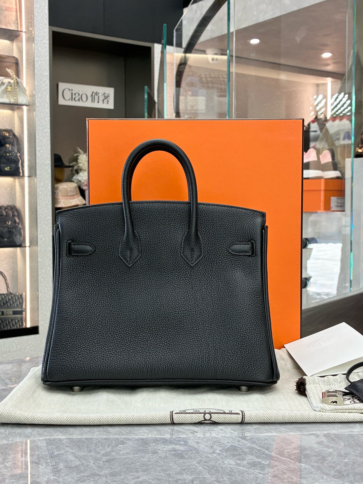 HERMÈS Birkin 25 – Black Togo Leather with Palladium Hardware, G Stamp, Brand New