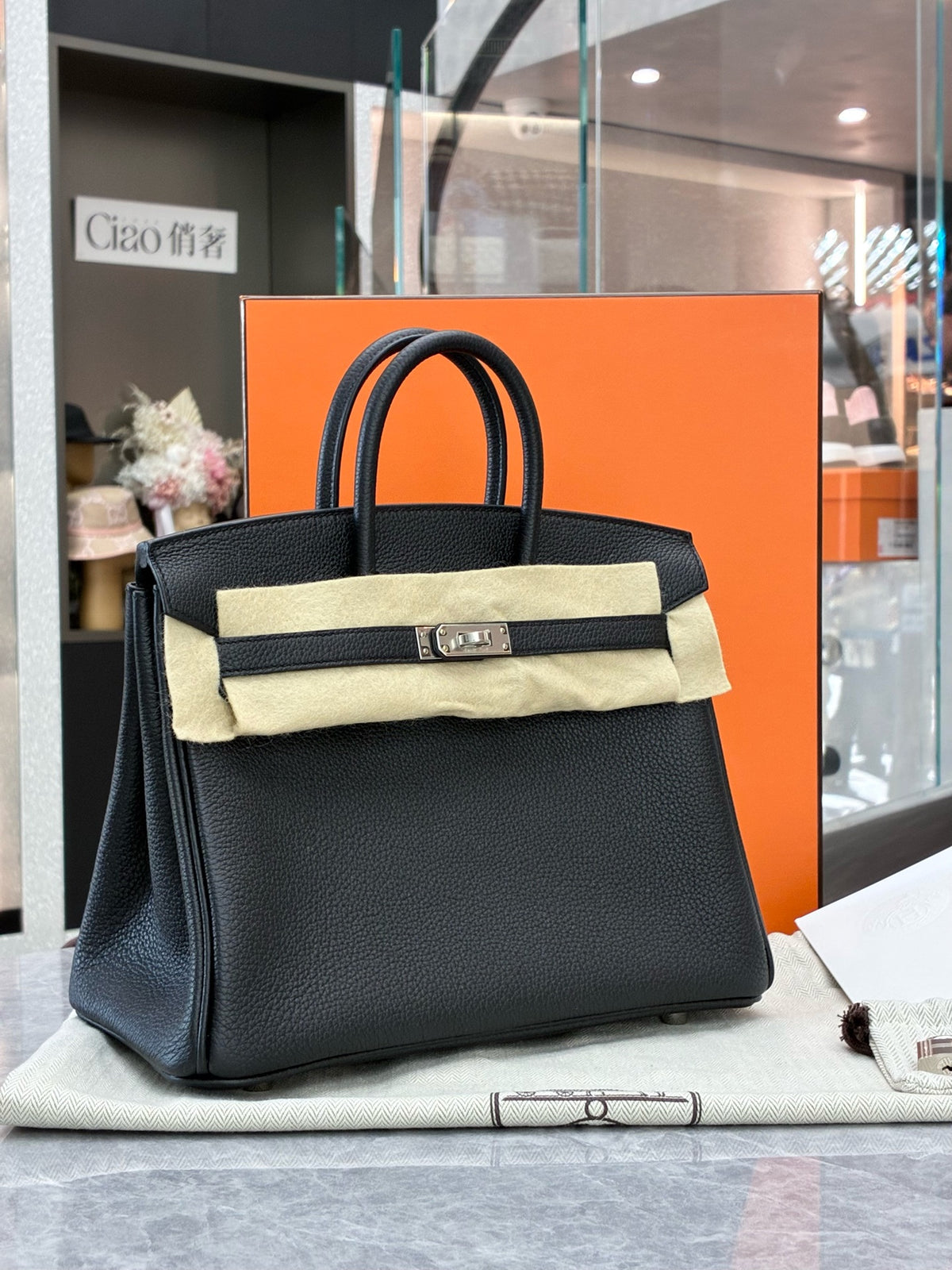 HERMÈS Birkin 25 – Black Togo Leather with Palladium Hardware, G Stamp, Brand New
