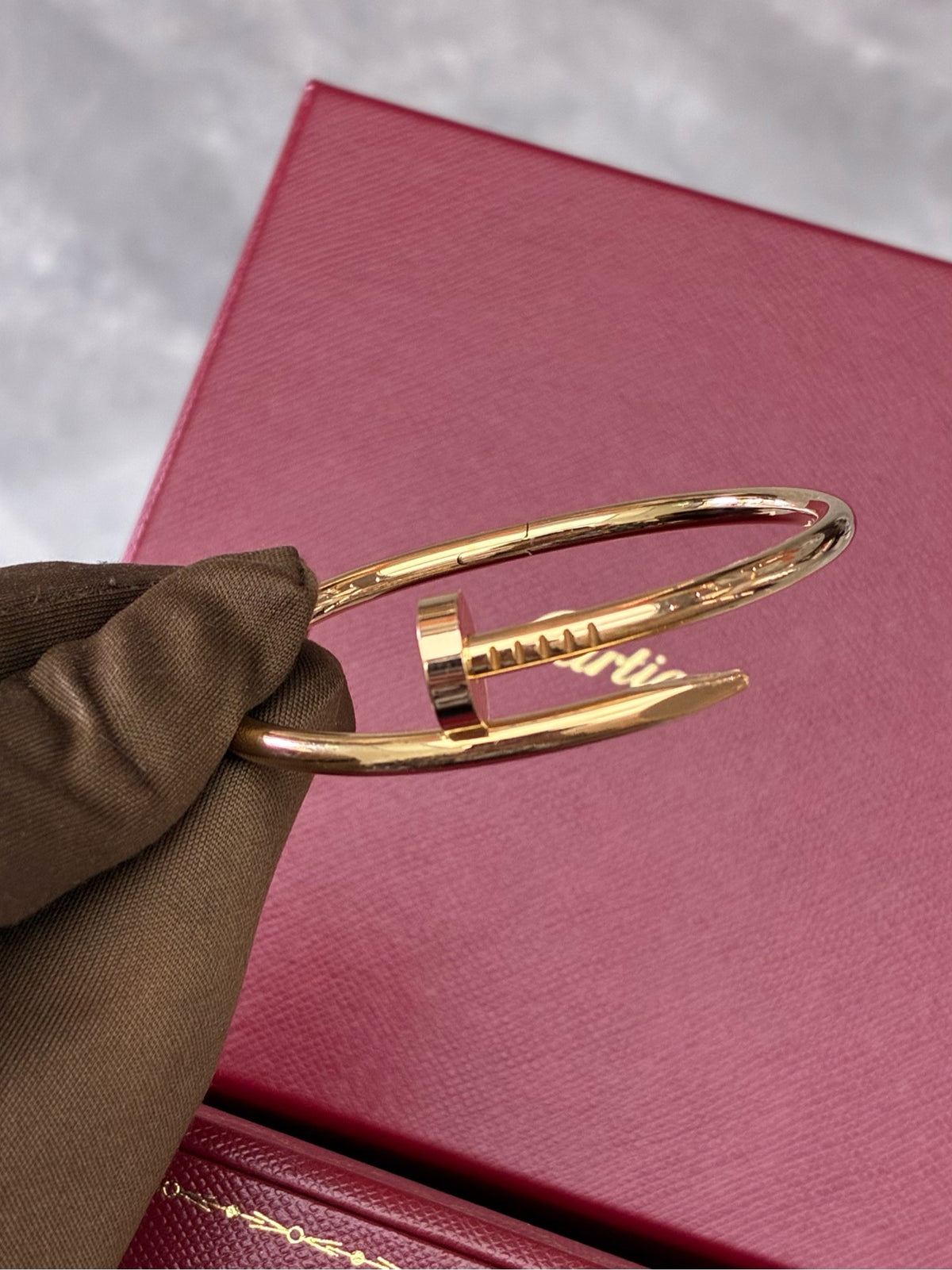 CARTIER Juste un Clou Bracelet – 18K Rose Gold, Wide Model, Size 15, 99% New