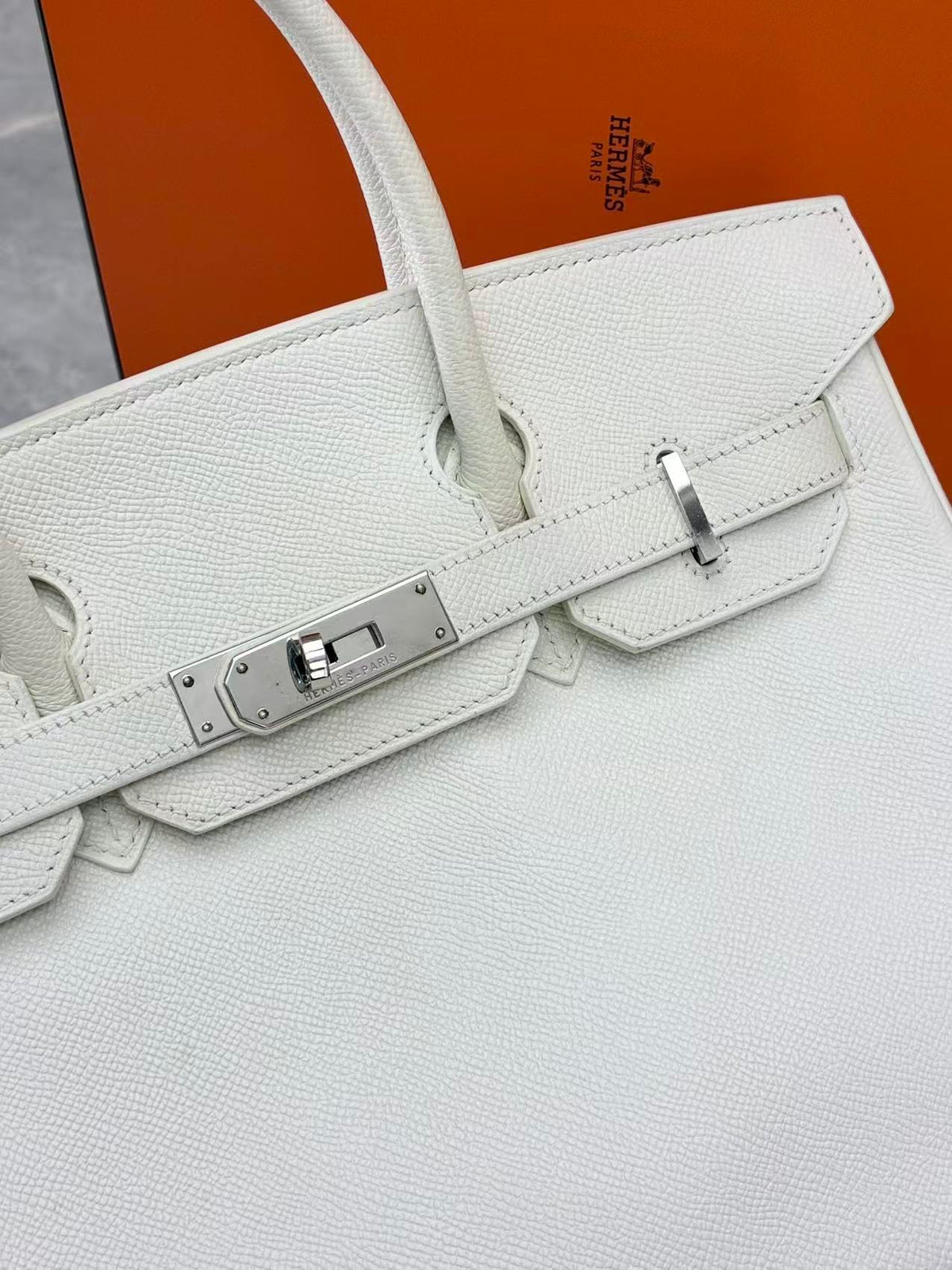 HERMÈS Birkin 30 – Blanc Epsom Leather with Palladium Hardware, M Stamp, Good Pre-Owned