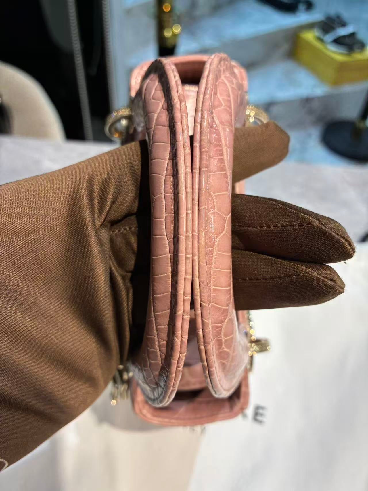 Dior Lady handbag pink alligator