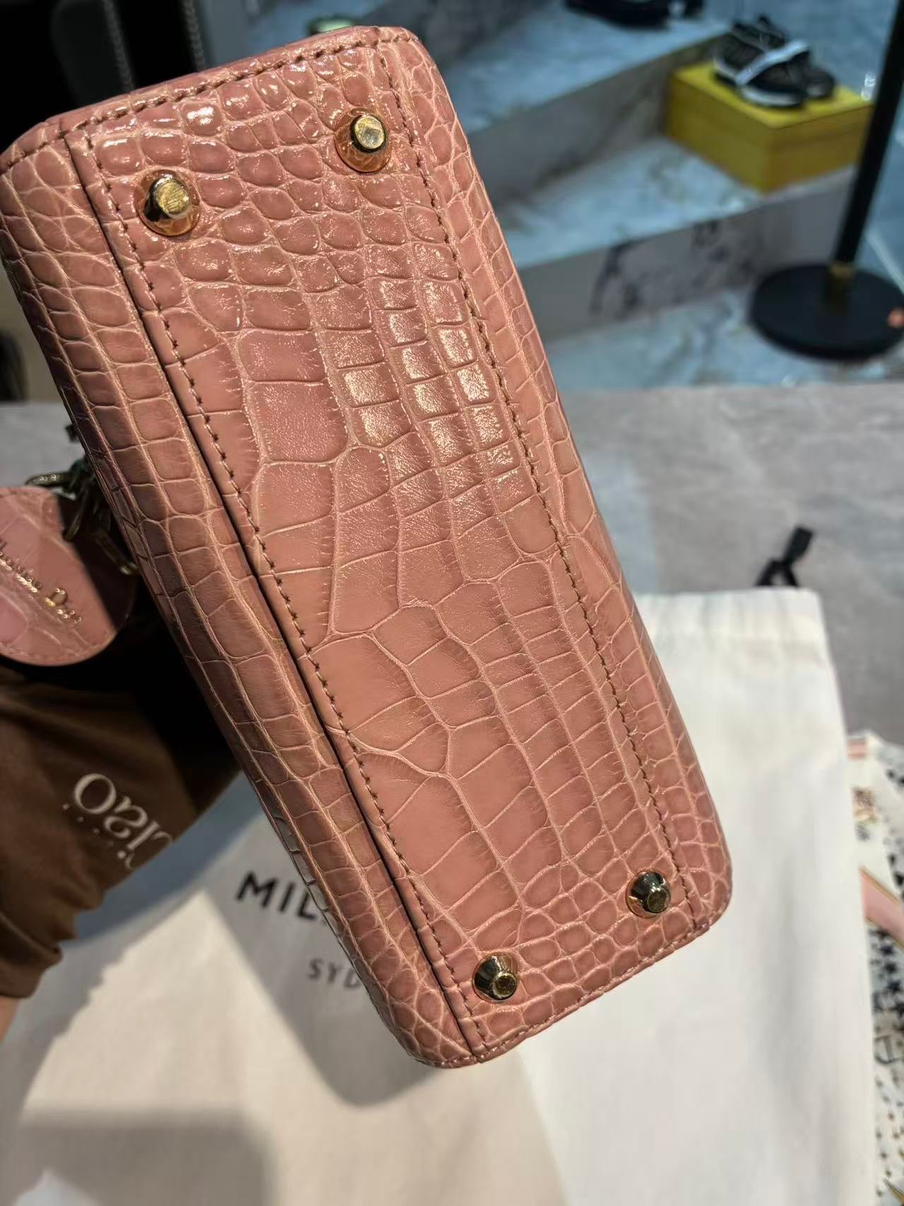 Dior Lady handbag pink alligator