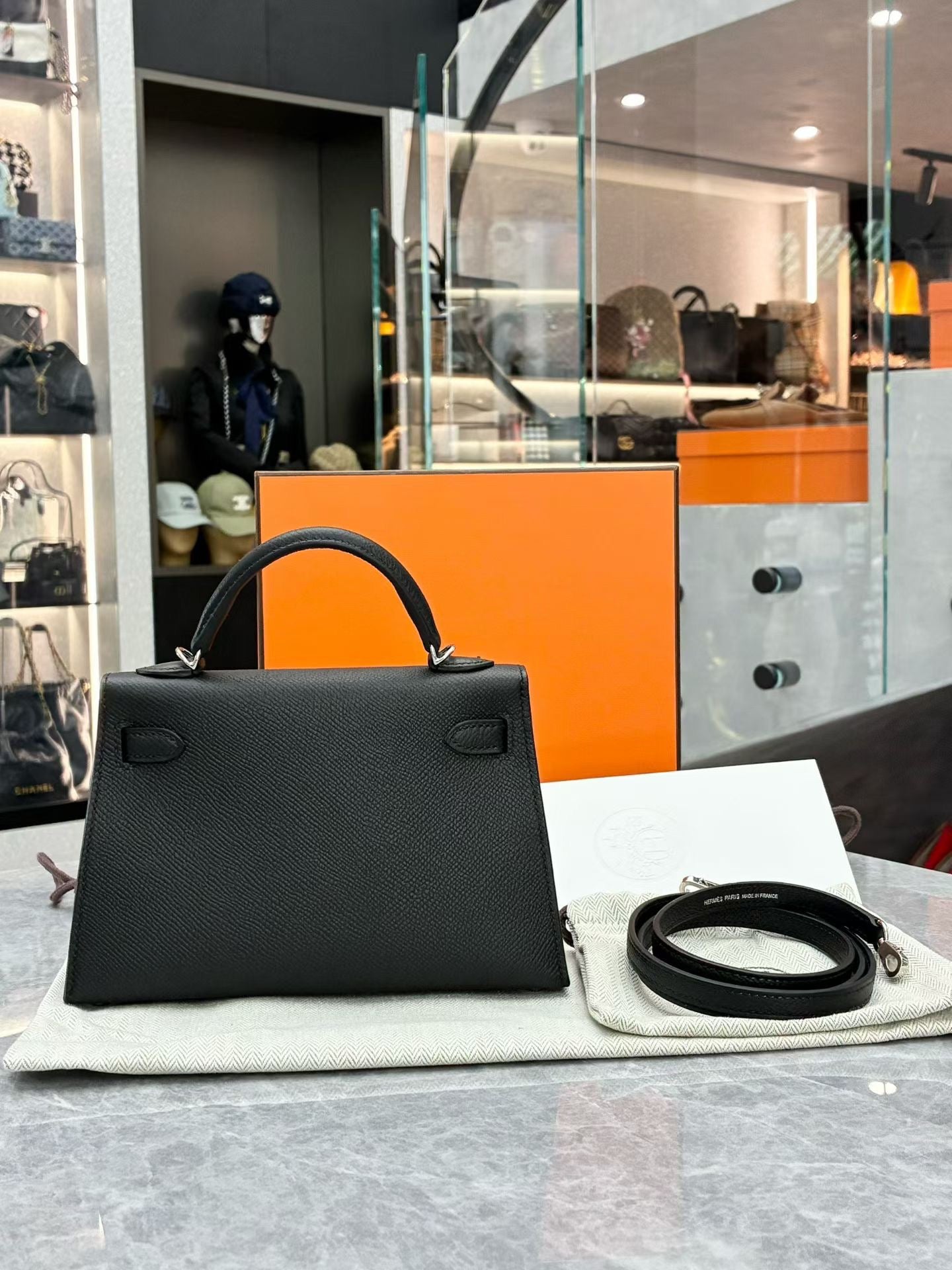Hermès Mini Kelly II black Epsom (G stamp)