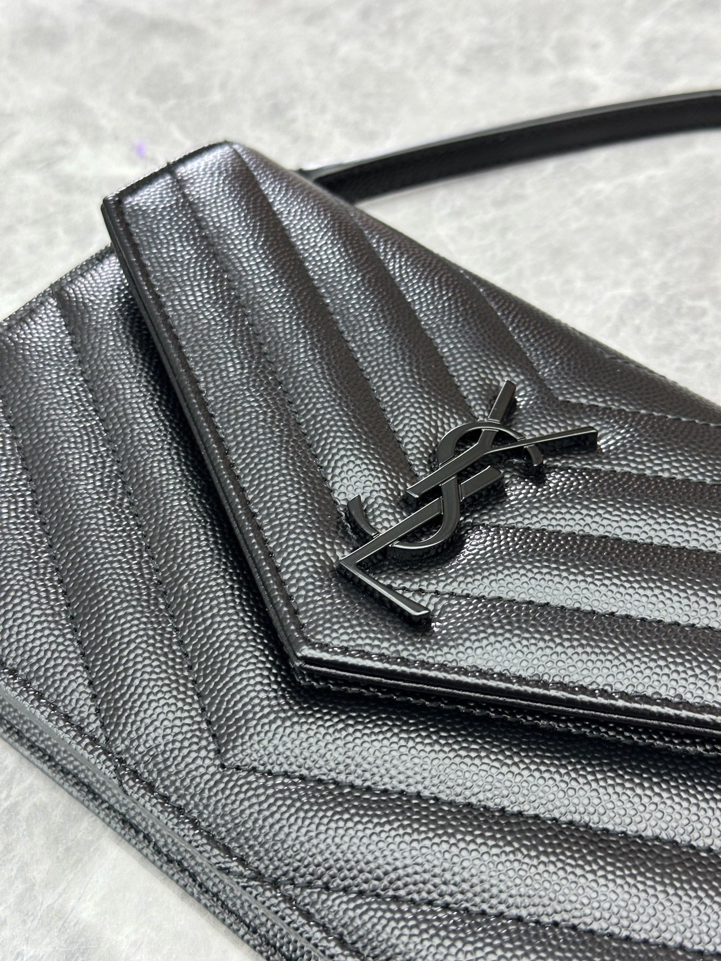 Saint Laurent Cassandre Matelassé Envelope Chain Wallet