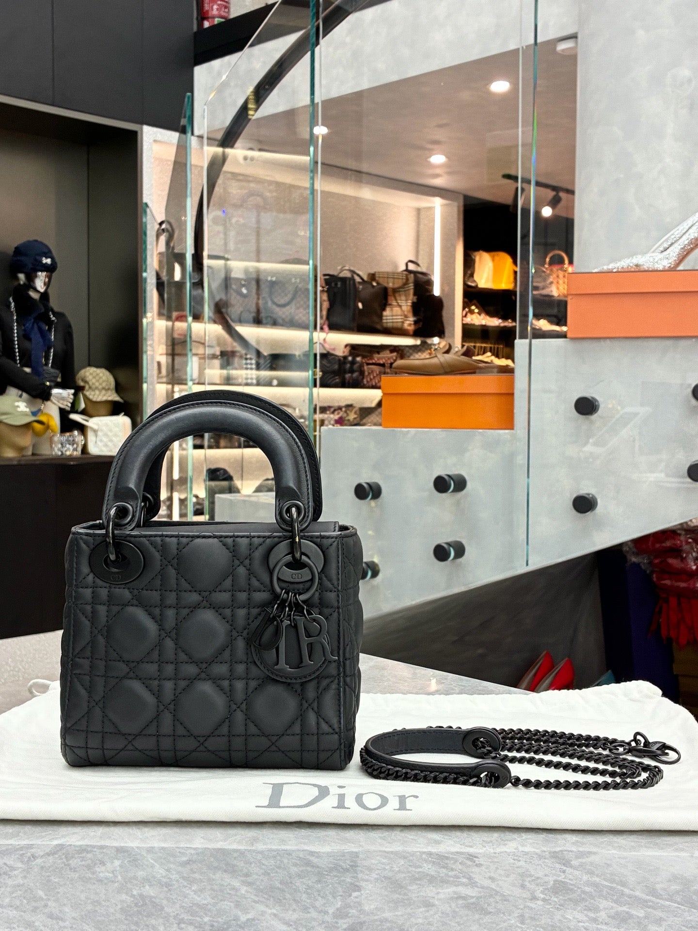 Dior black Lady Dior handbag