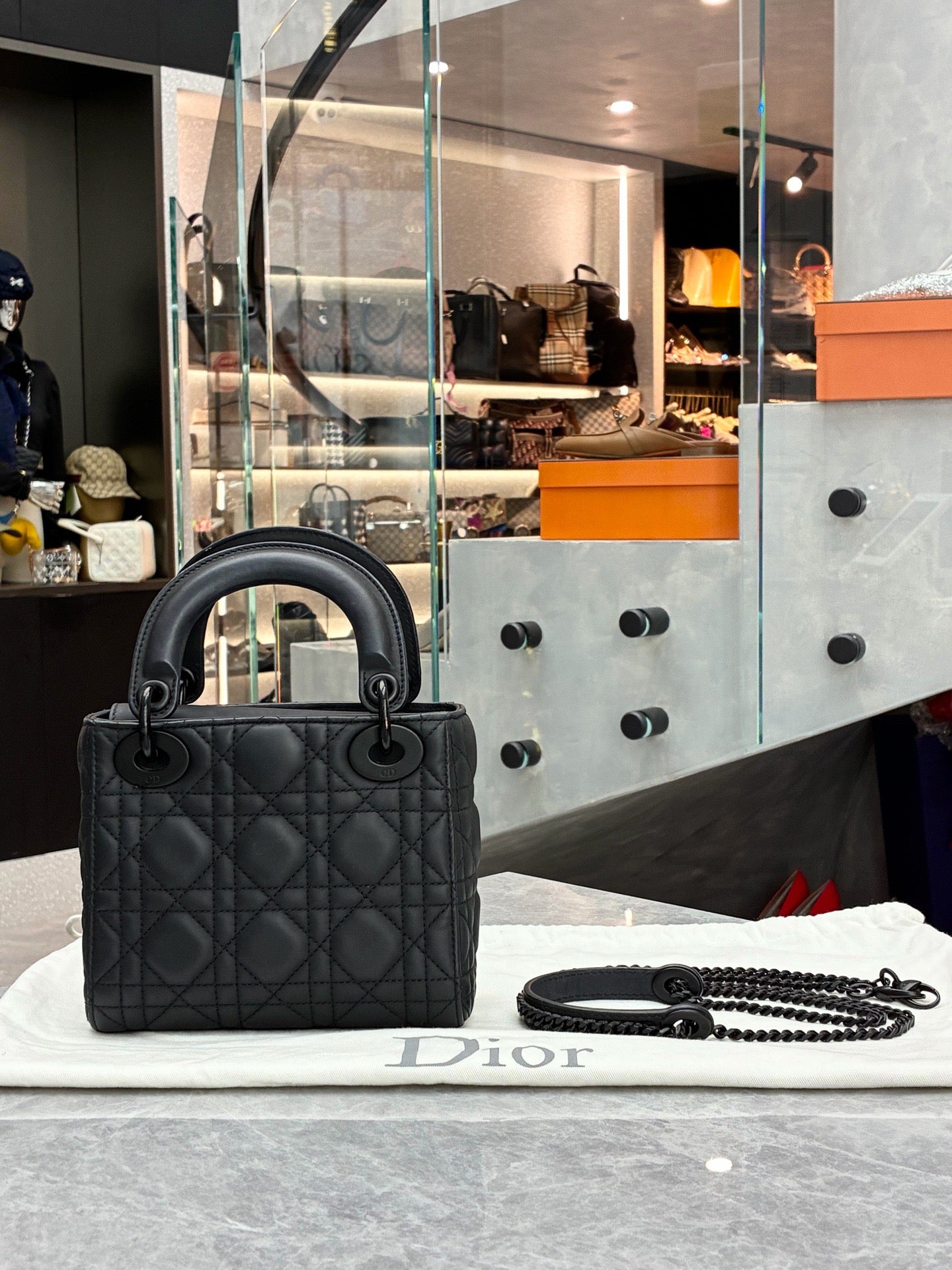 Dior black Lady Dior handbag