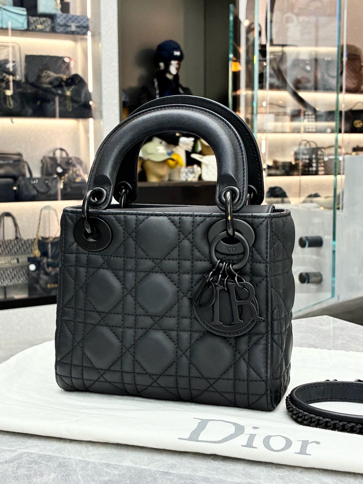 Dior black Lady Dior handbag