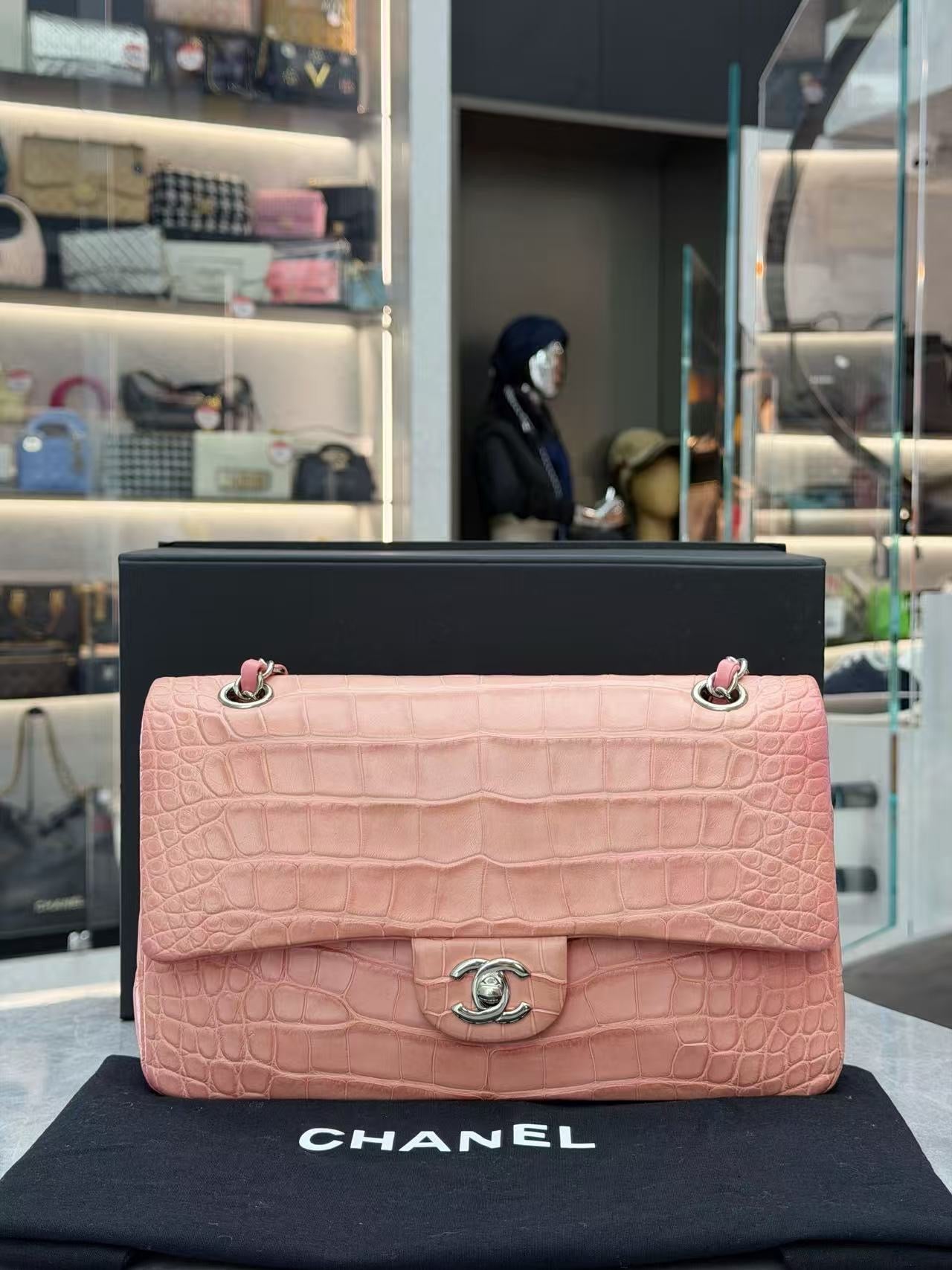 Chanel Alligator Medium Pink Classic Flap Bag (pink exotic alligator)