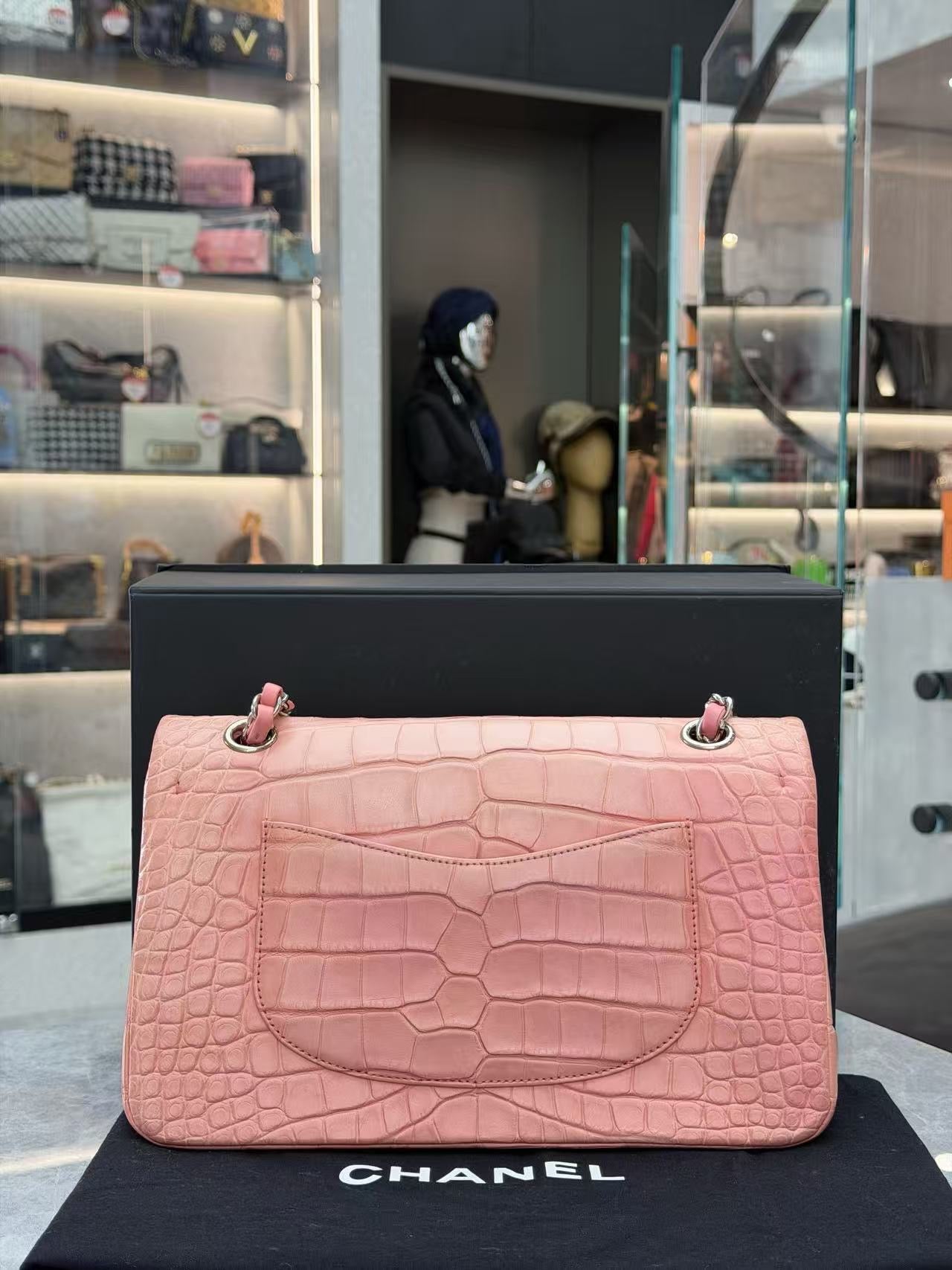Chanel Alligator Medium Pink Classic Flap Bag (pink exotic alligator)