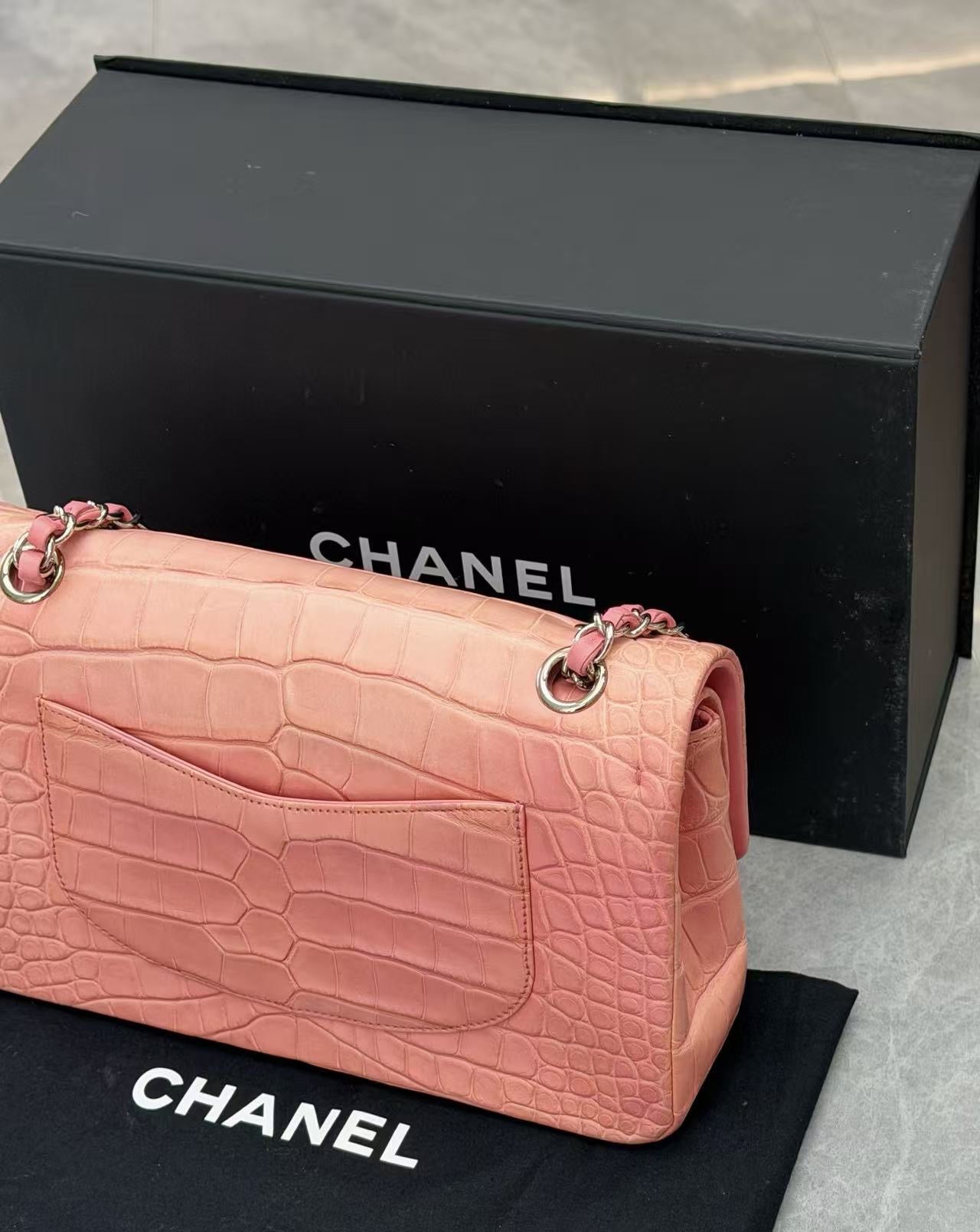 Chanel Alligator Medium Pink Classic Flap Bag (pink exotic alligator)
