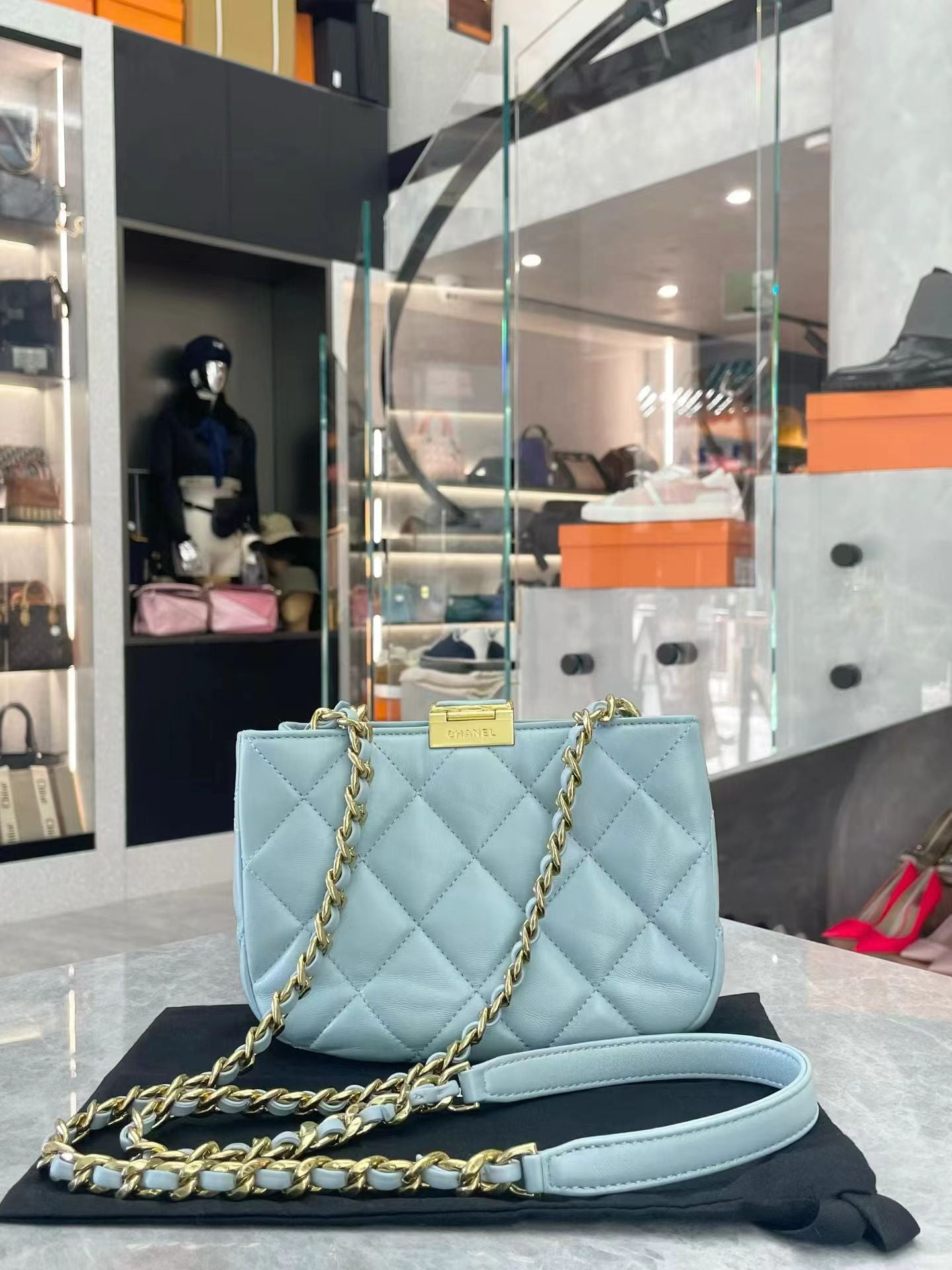 Chanel 22B Mini Hobo Bag in sky blue