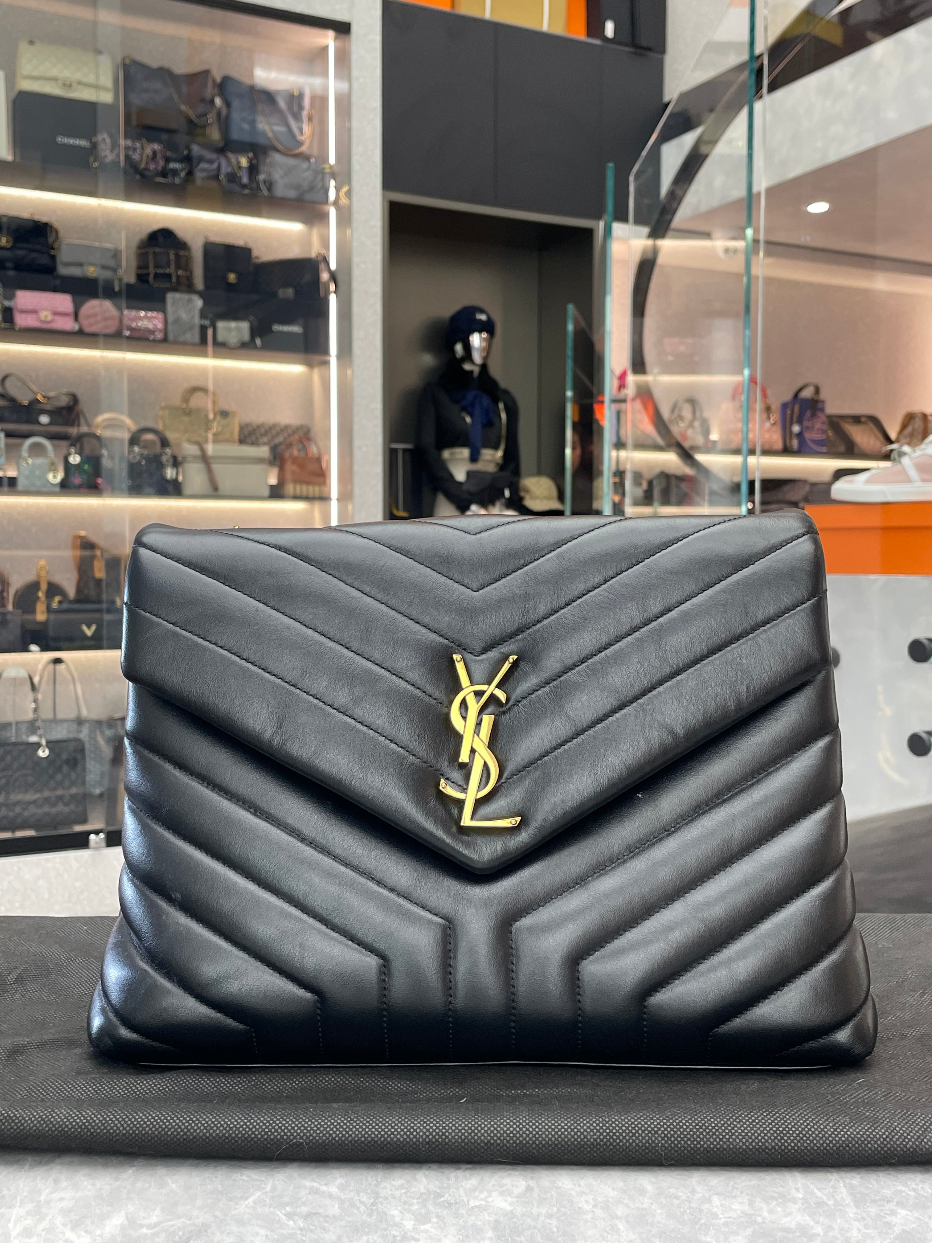 Saint Laurent Paris YSL Black Large Loulou Chain Bag