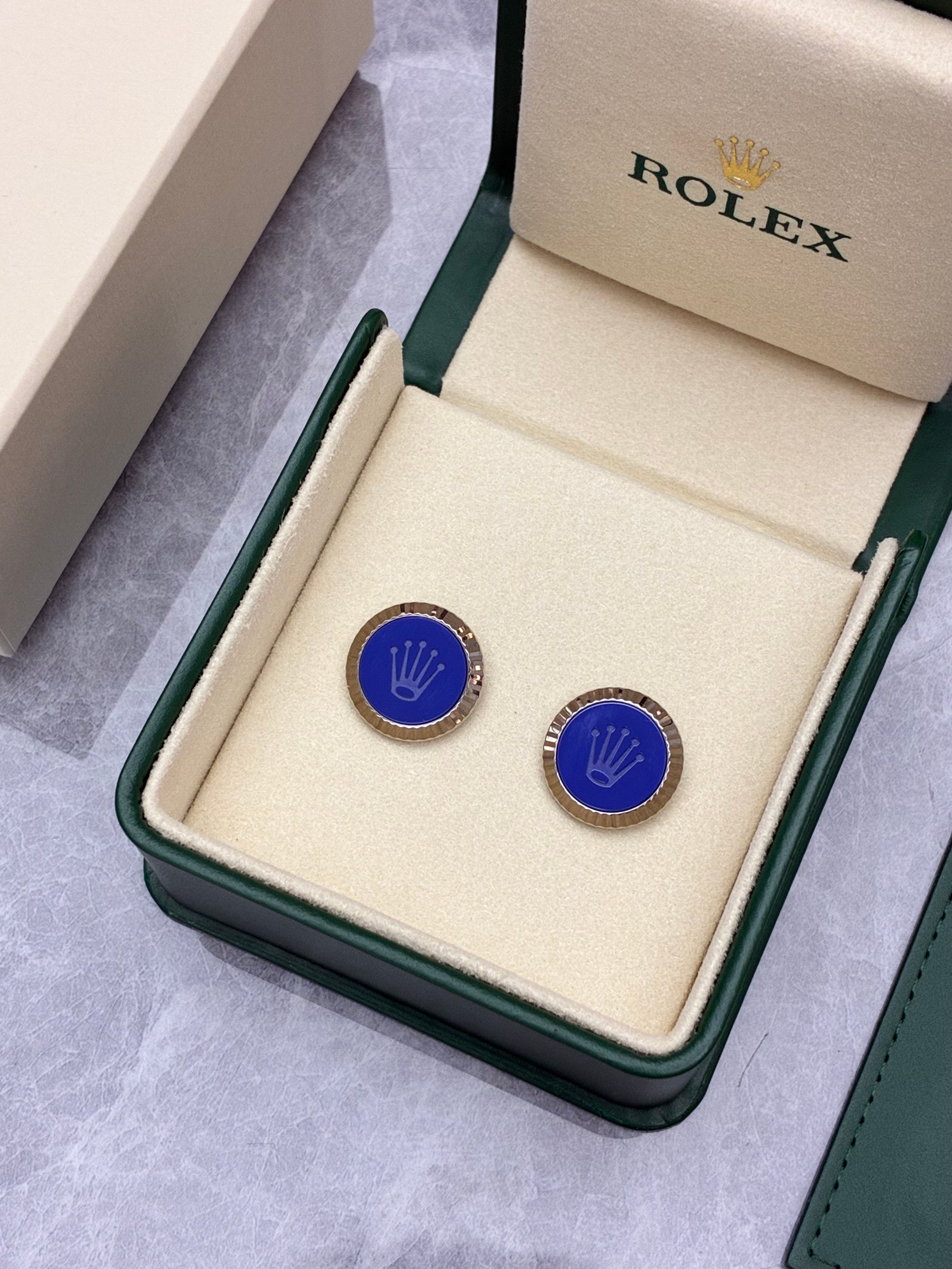 Rolex Blue White Gold ‘Fluted’ Cufflinks A1039