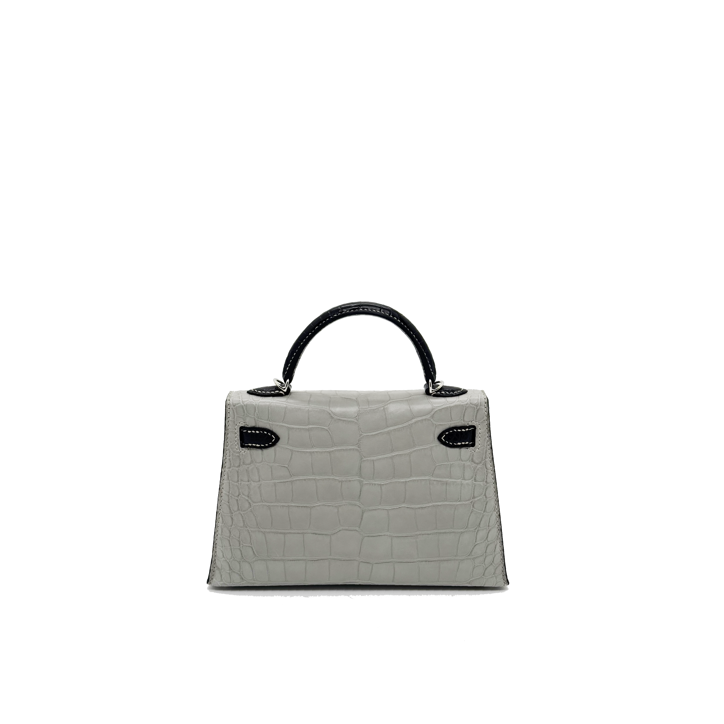 Hermes Mini Kelly Gris Perle Special Order Alligator Stamp B
