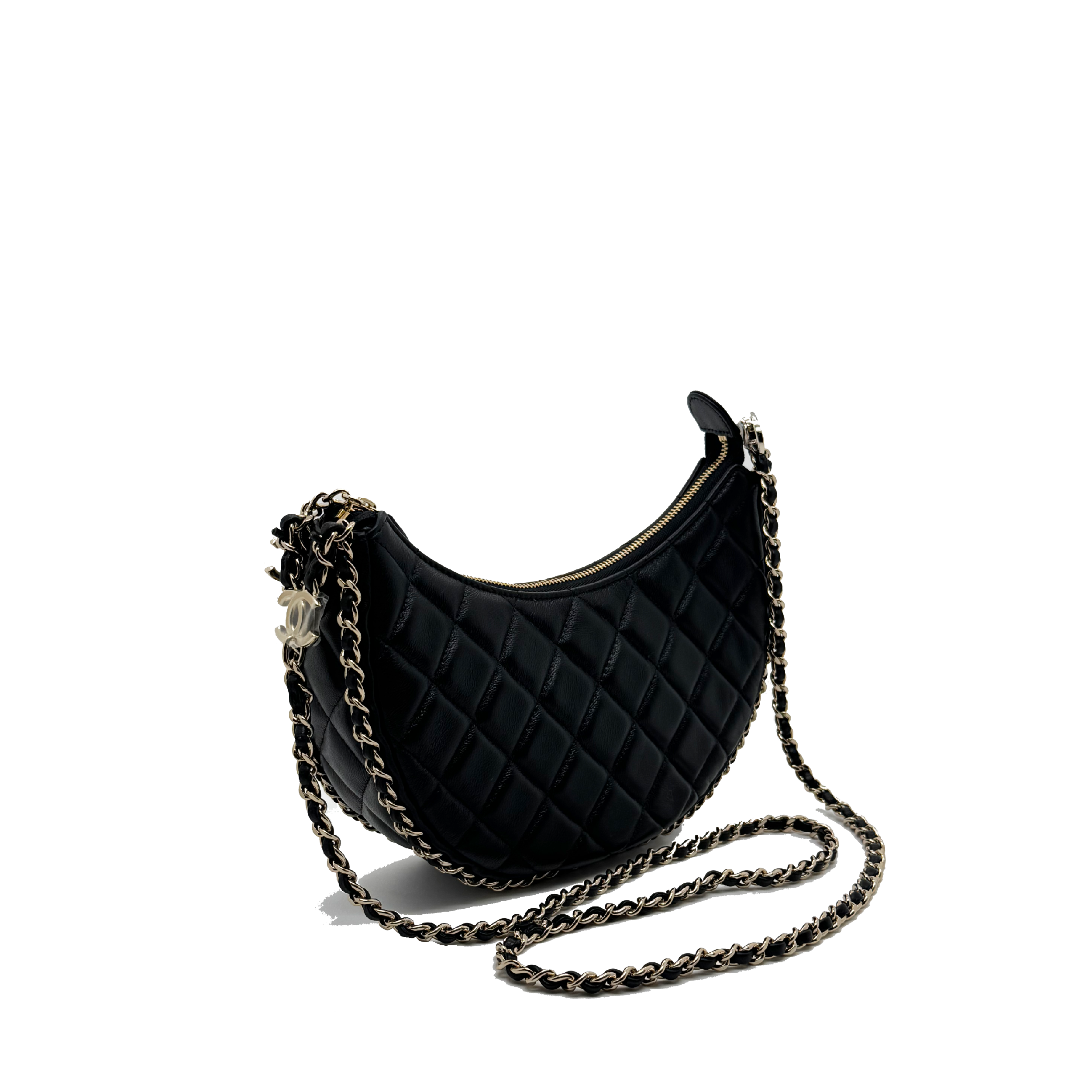 Chanel 2023 Small Hobo Bag Black Lambskin